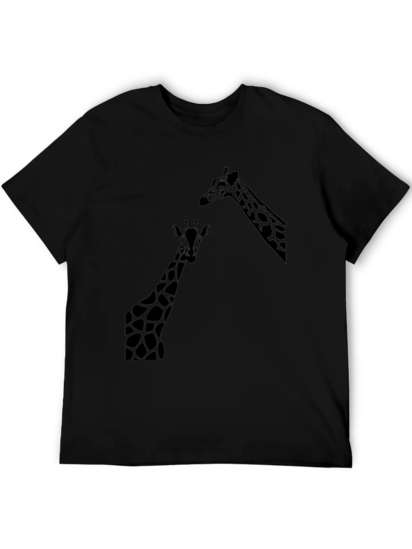 Black Giraffe Silhouette Graphic Black T-Shirt view 5
