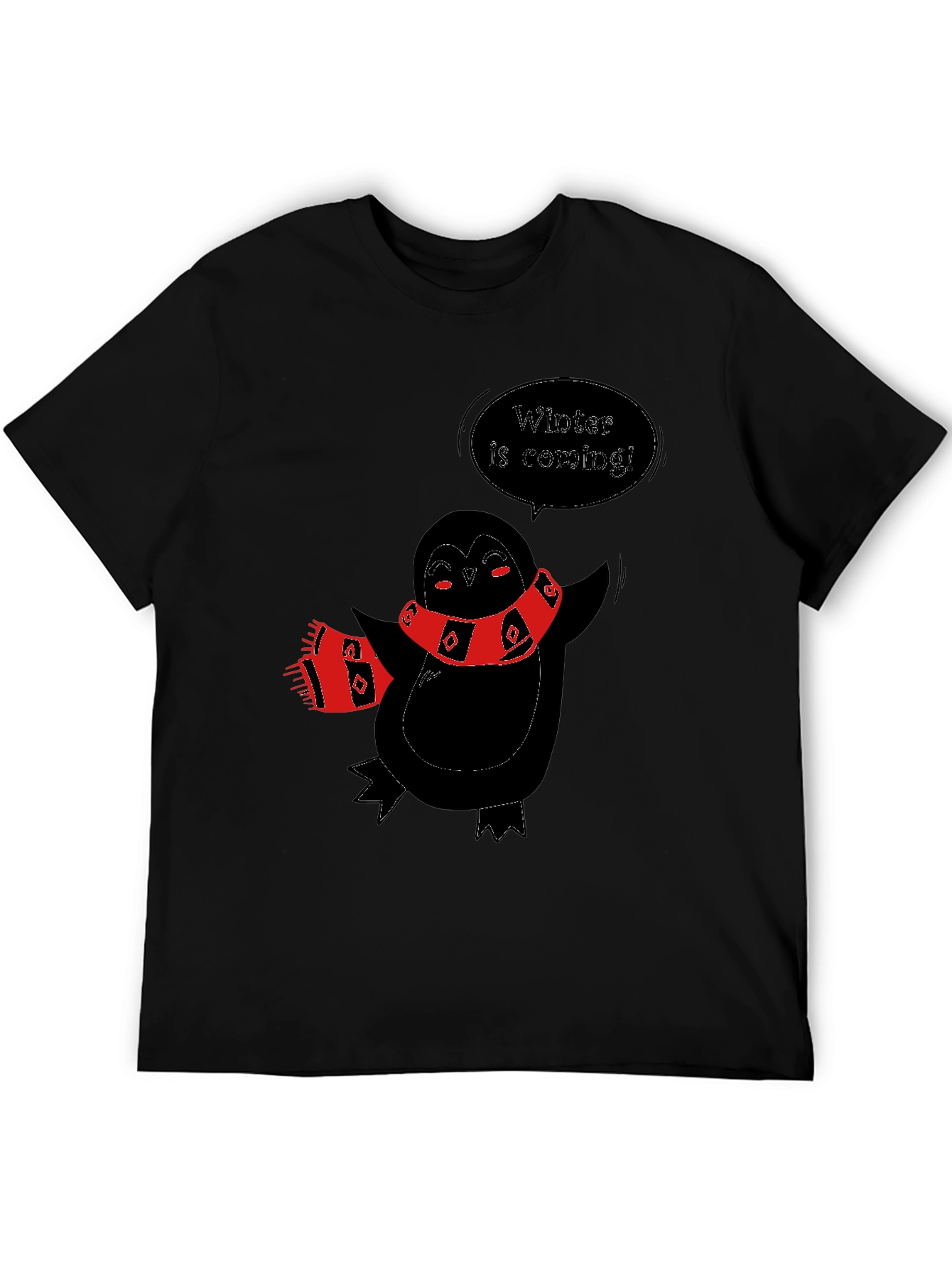 Black Winter Penguin Graphic Tee - Black view 5