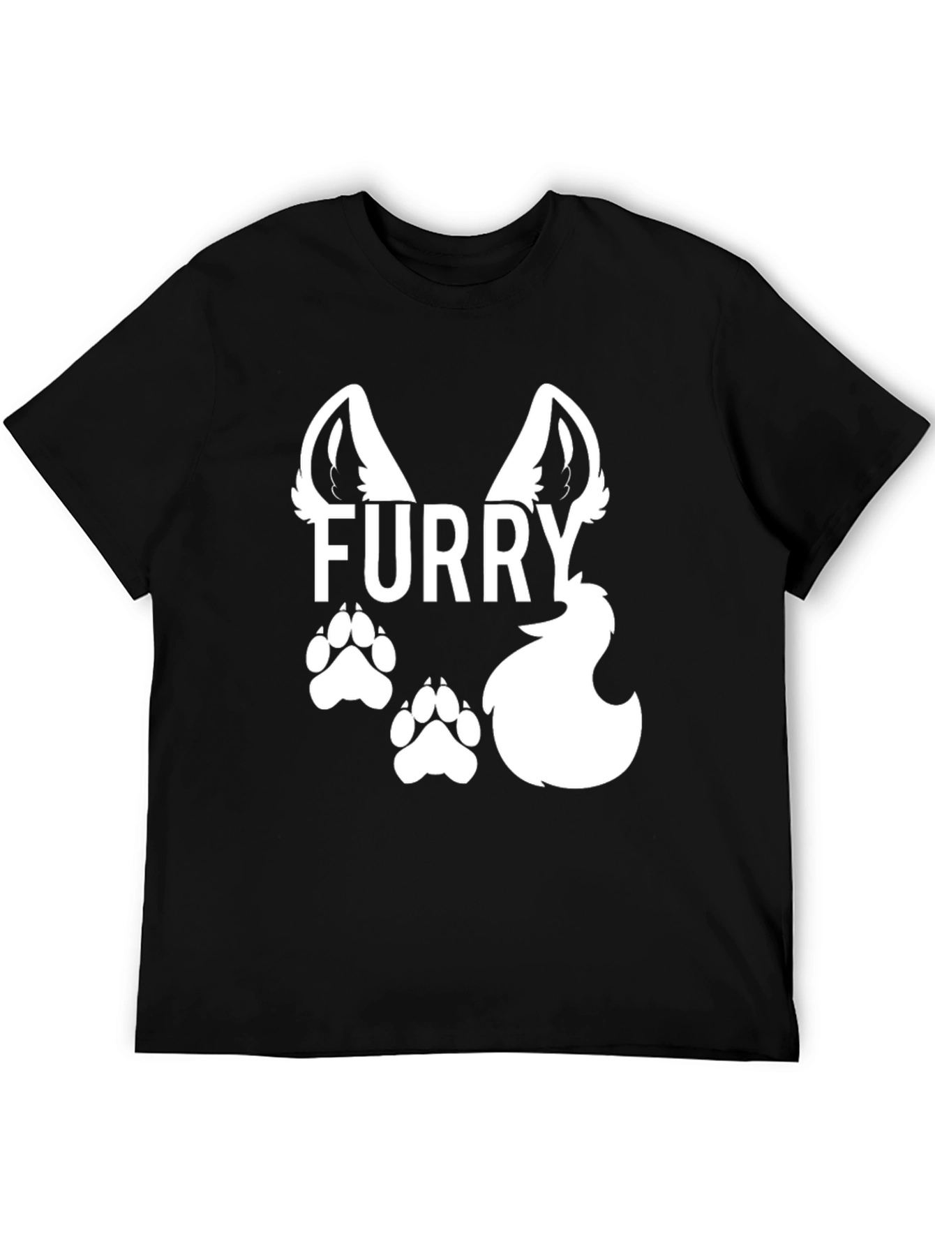 Black Furry Graphic Tee - Black Crew Neck T-Shirt view 5