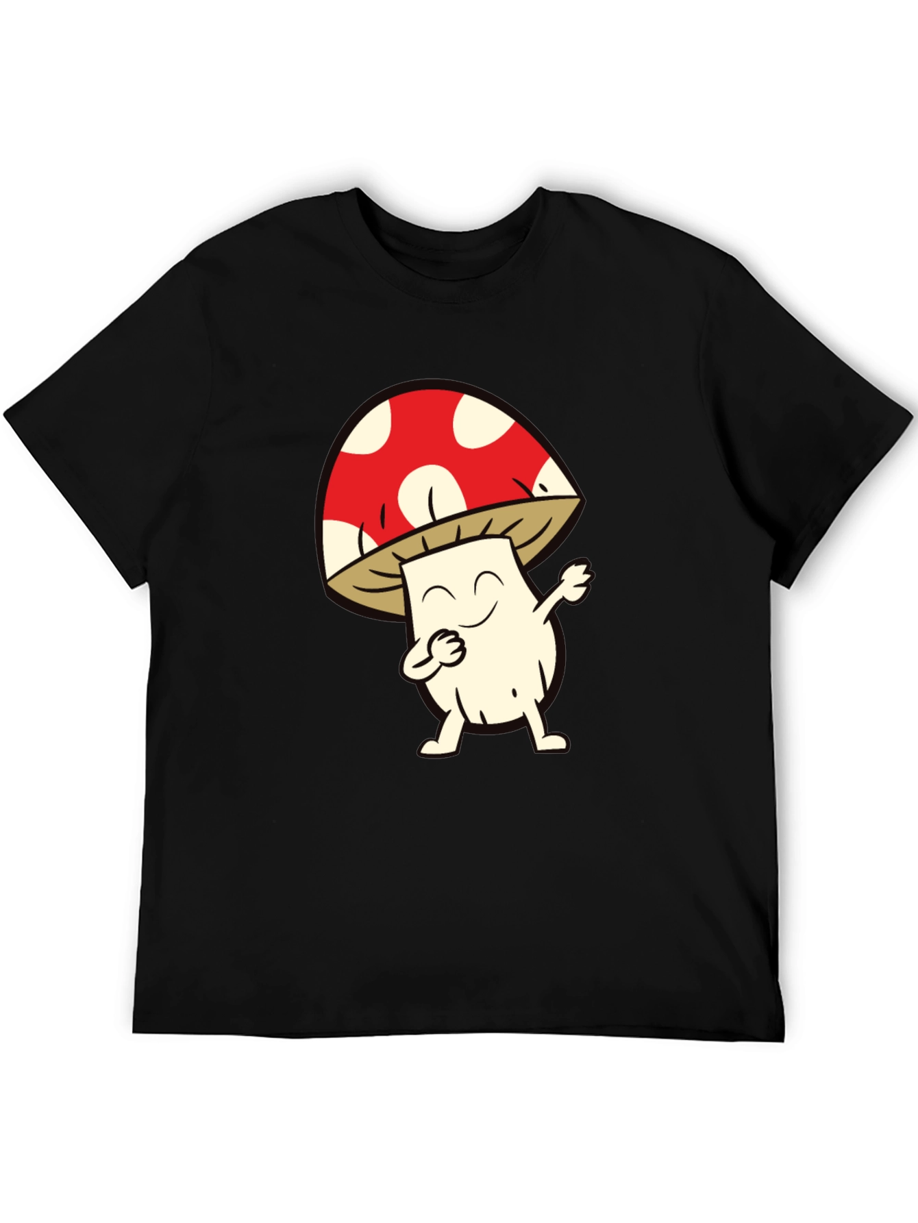 Black Funny Mushroom Dab Dance Black T-Shirt view 5