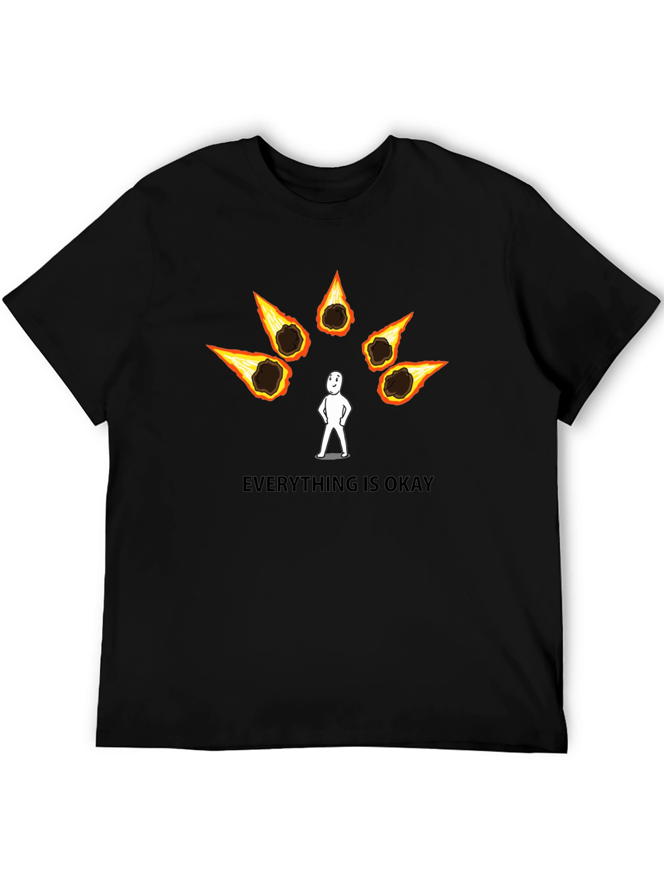 Black Everything Is Okay T-Shirt - Funny Meteor Meme Tee view 5