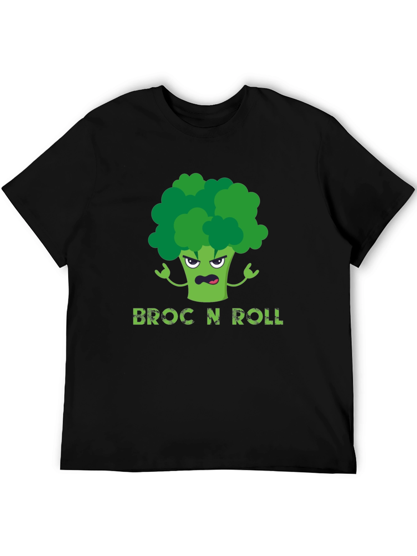 Black Broc N Roll T-Shirt - Funny Broccoli Graphic Tee view 5