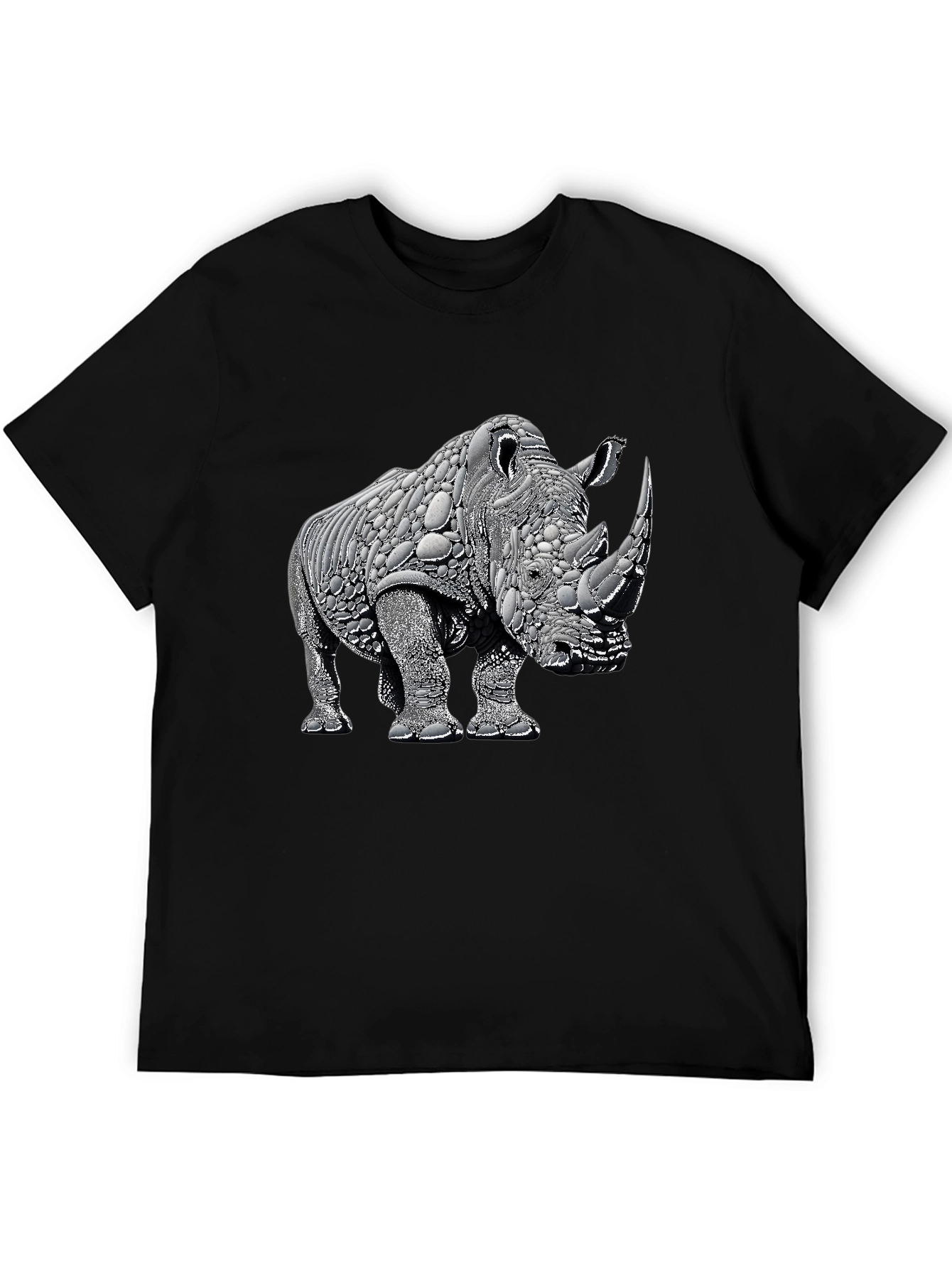 Black Rhinoceros Graphic Tee - Black Cotton view 5