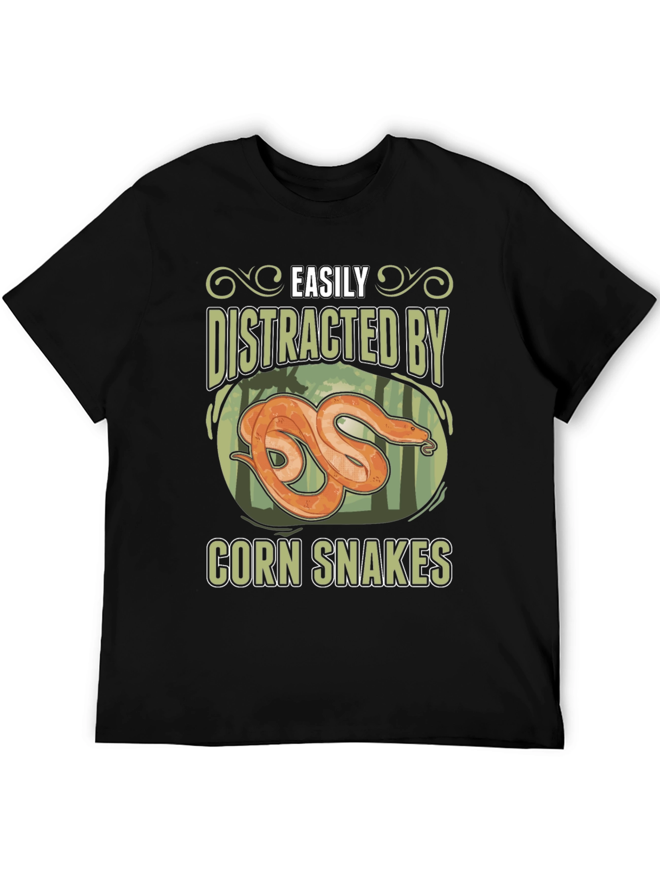 Black Easily Distracted By Corn Snakes Graphic T-Shirt view 5