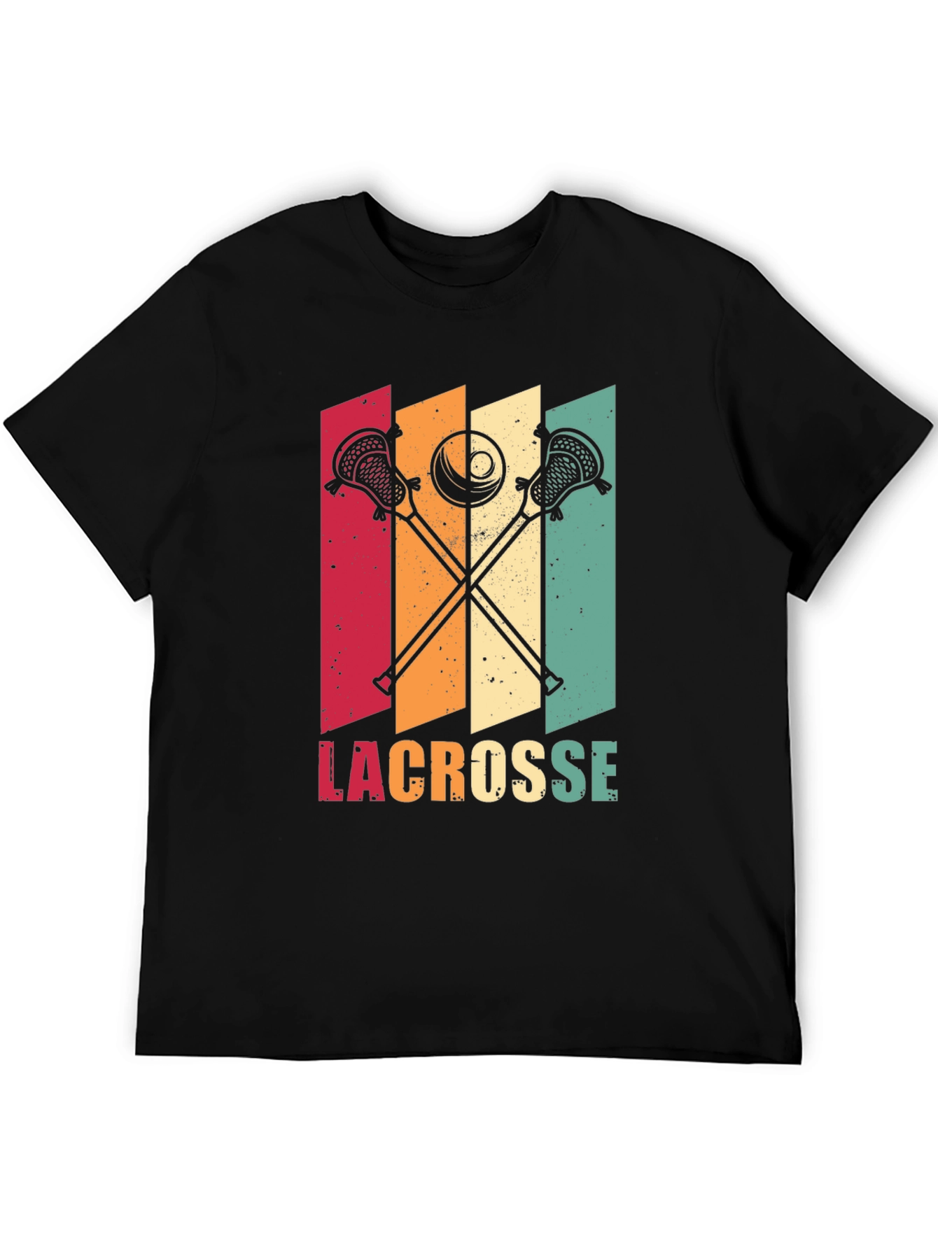 Black Retro Lacrosse T-Shirt - Vintage Style Design view 5