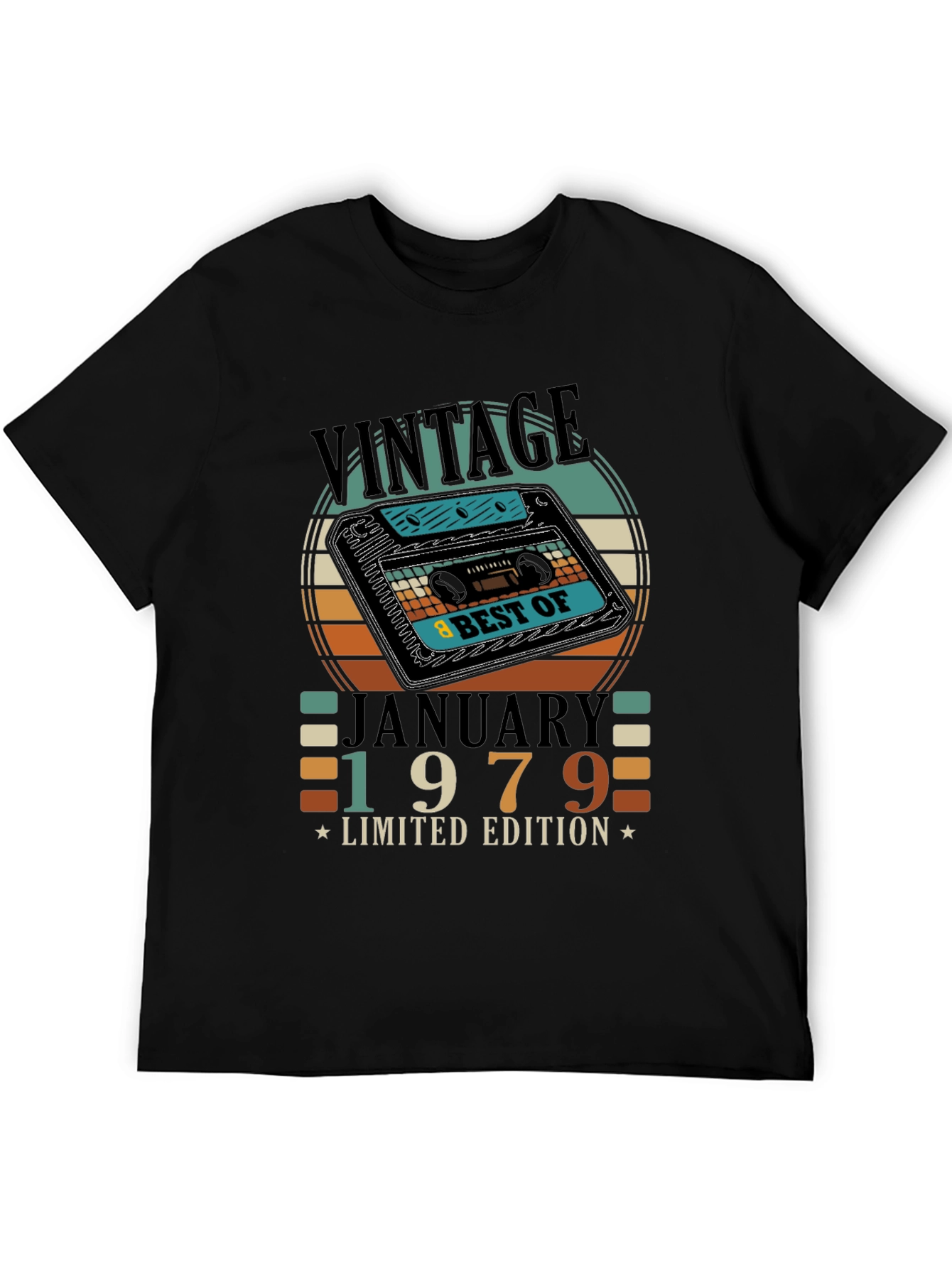 Black Vintage January 1979 Limited Edition Cassette T-Shirt view 5