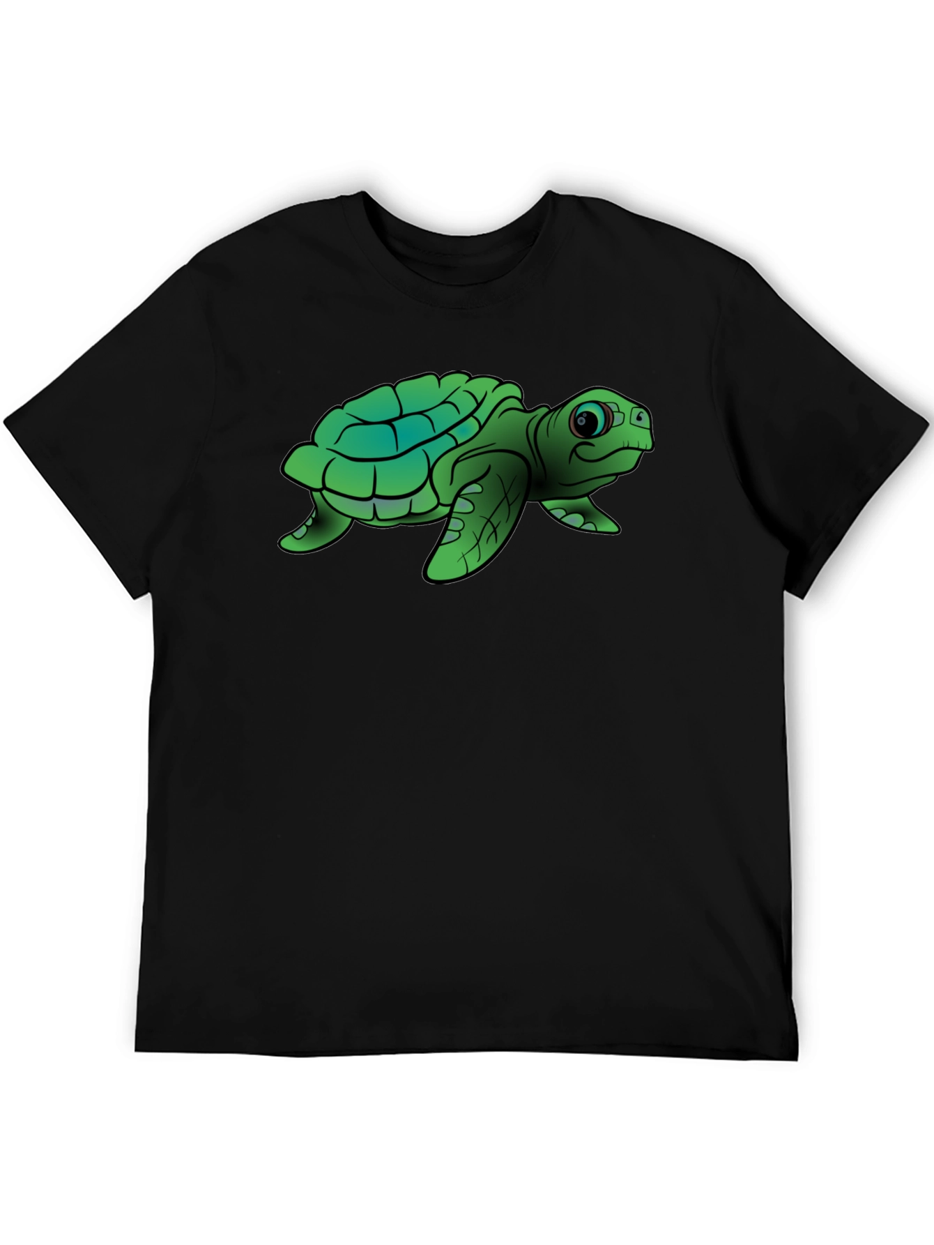 Black Cute Turtle Graphic Tee - Black Cotton T-Shirt view 5