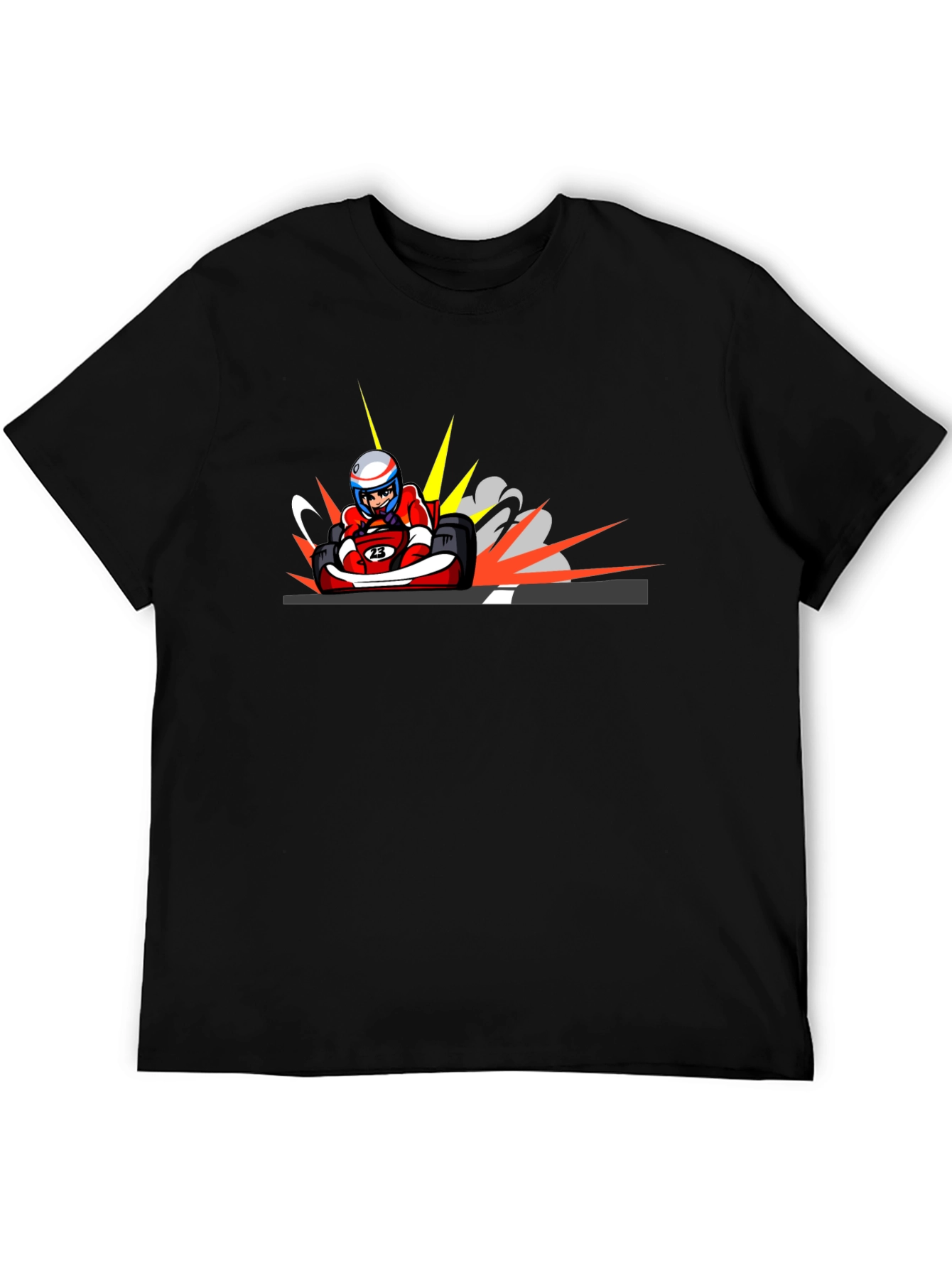 Black Cartoon Kart Racing T-Shirt view 5
