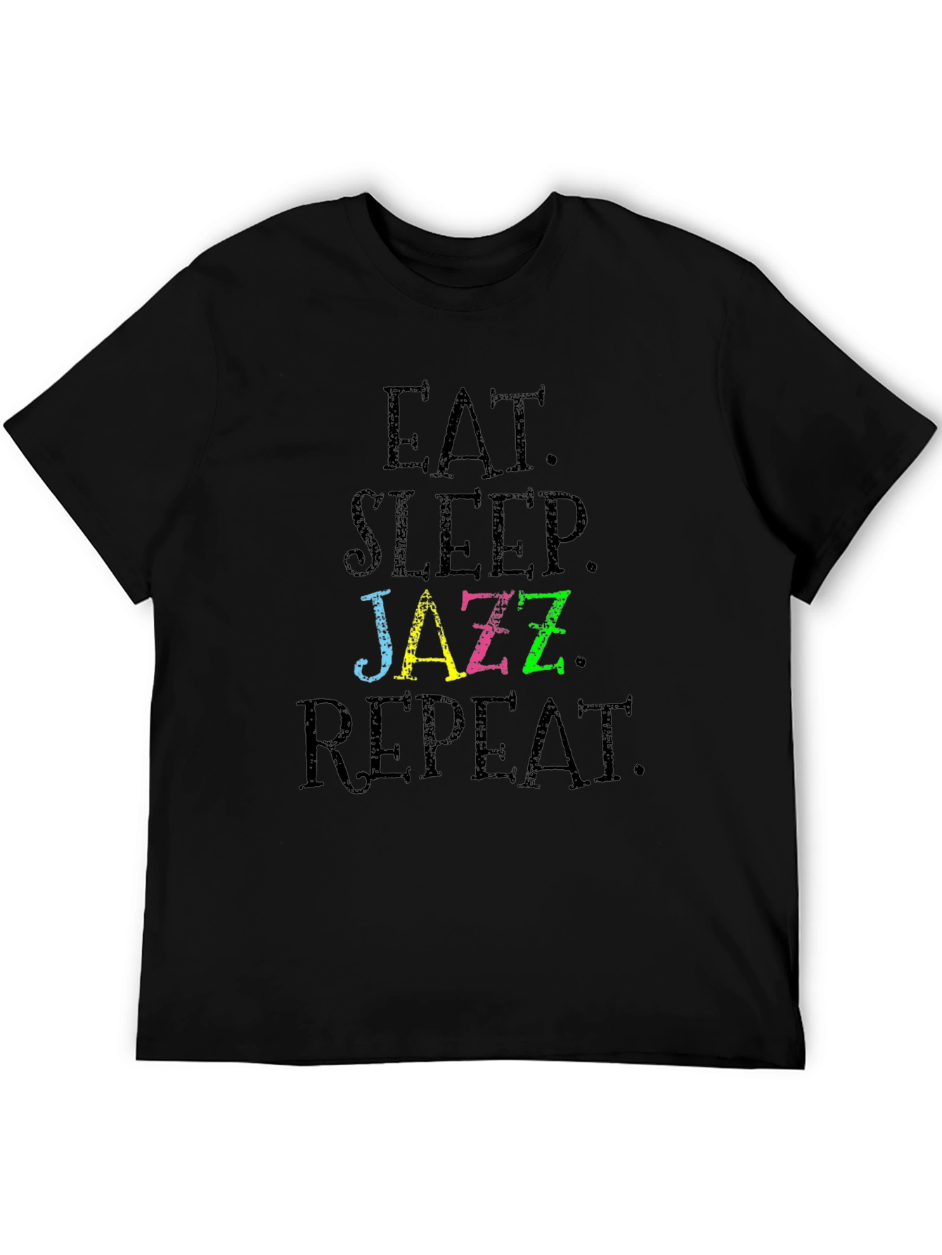 Black Eat Sleep Jazz Repeat Graphic Tee - Black Cotton T-Shirt view 5