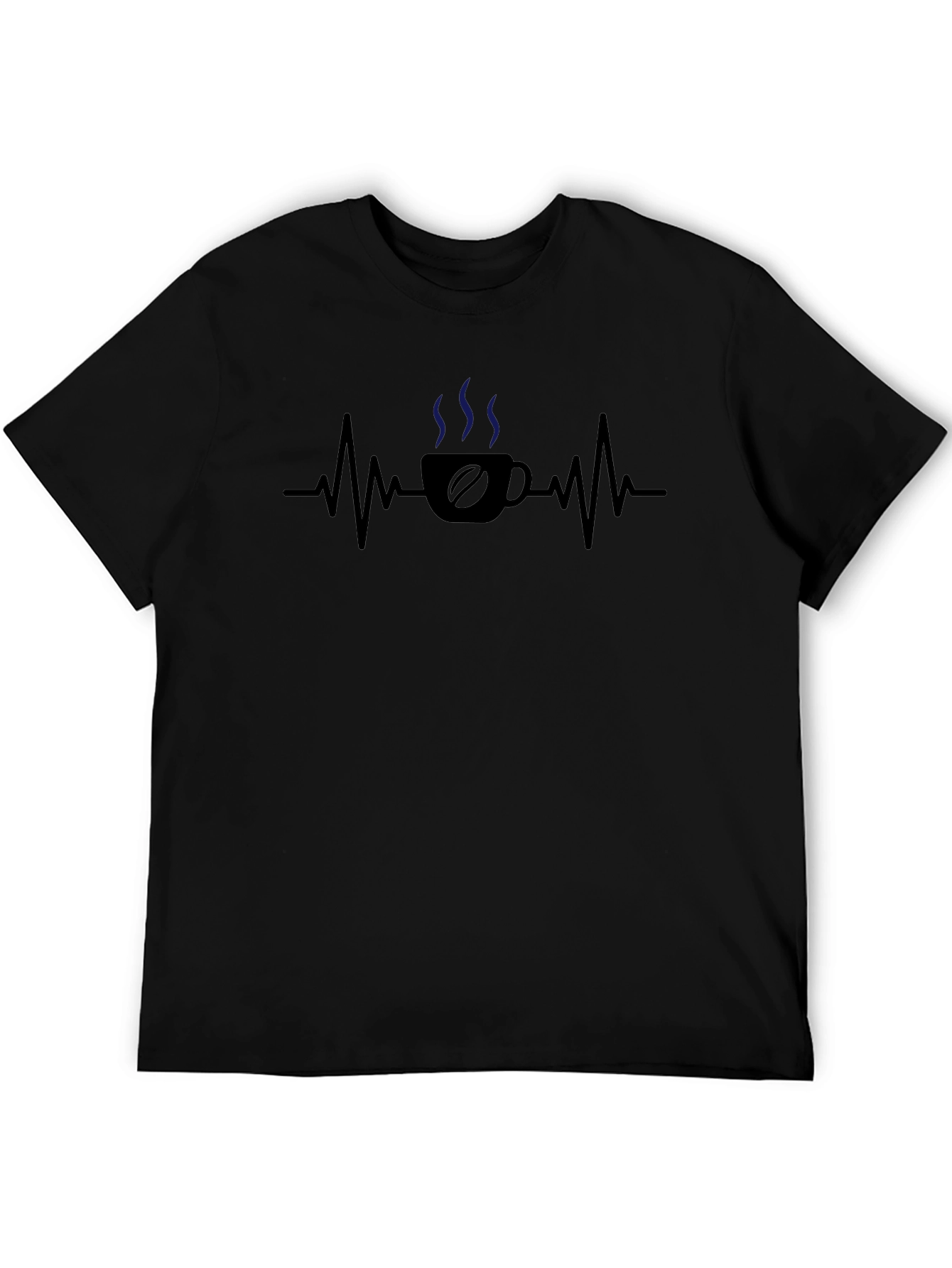 Black Coffee Heartbeat T-Shirt - Caffeine Lover Tee view 5