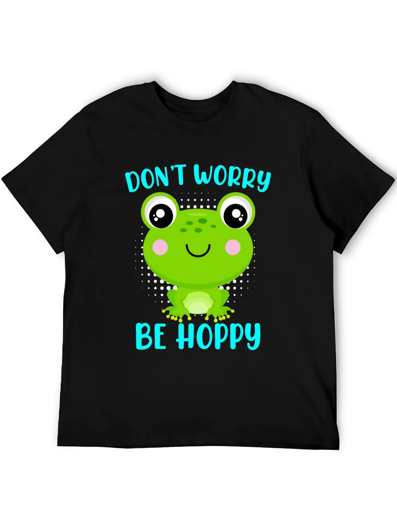 Black Don't Worry Be Hoppy Frog Graphic T-Shirt view 5
