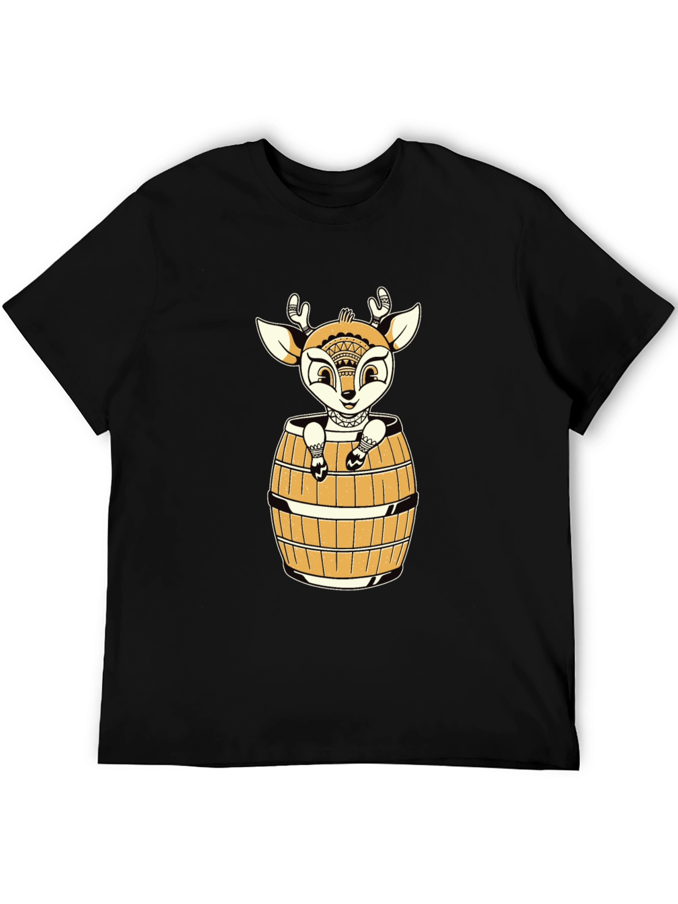 Black Deer in Barrel Graphic Tee - Black view 5