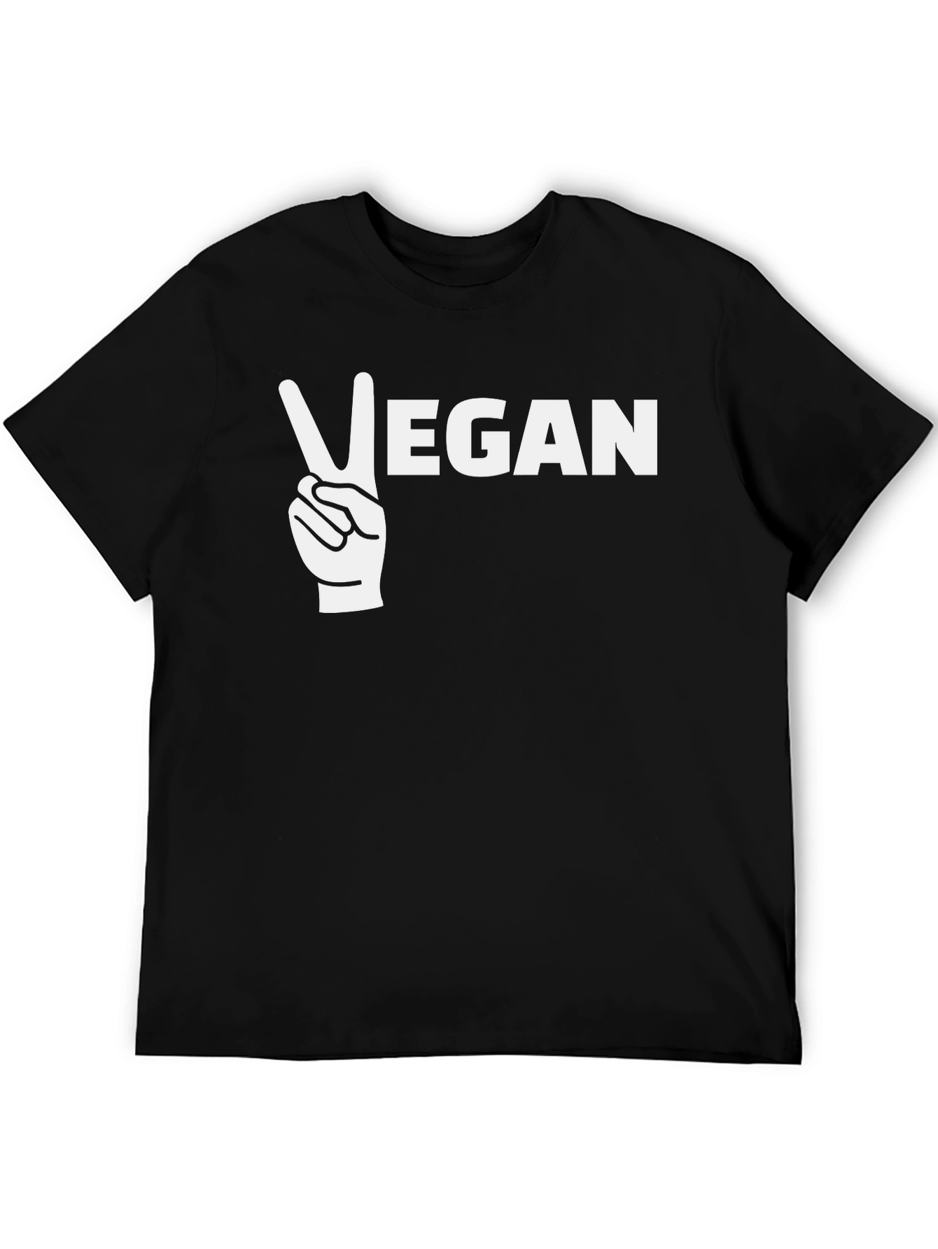 Black Vegan Peace Sign Graphic T-Shirt view 5