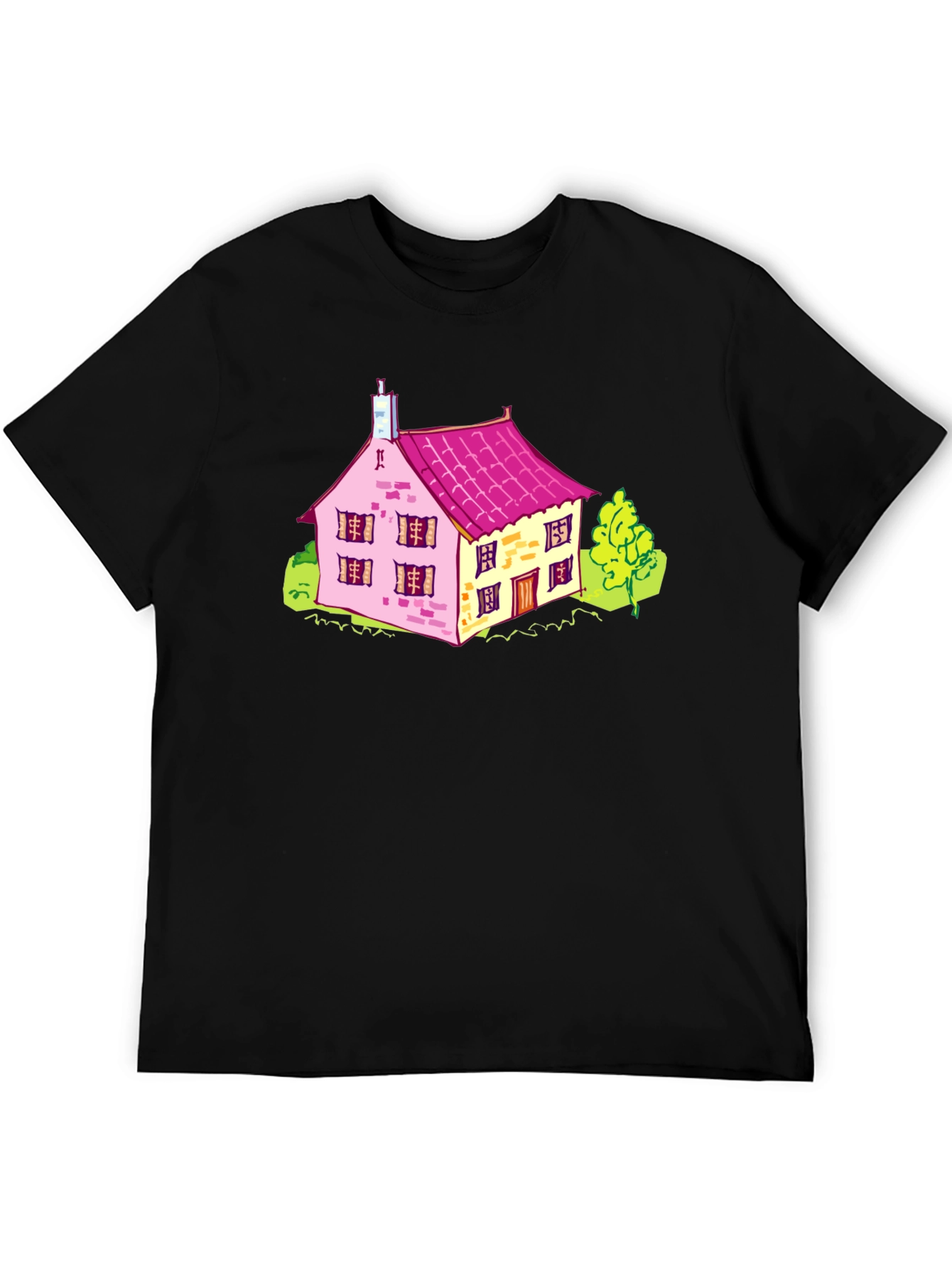 Black Cartoon House Graphic Tee - Fun & Unique view 5