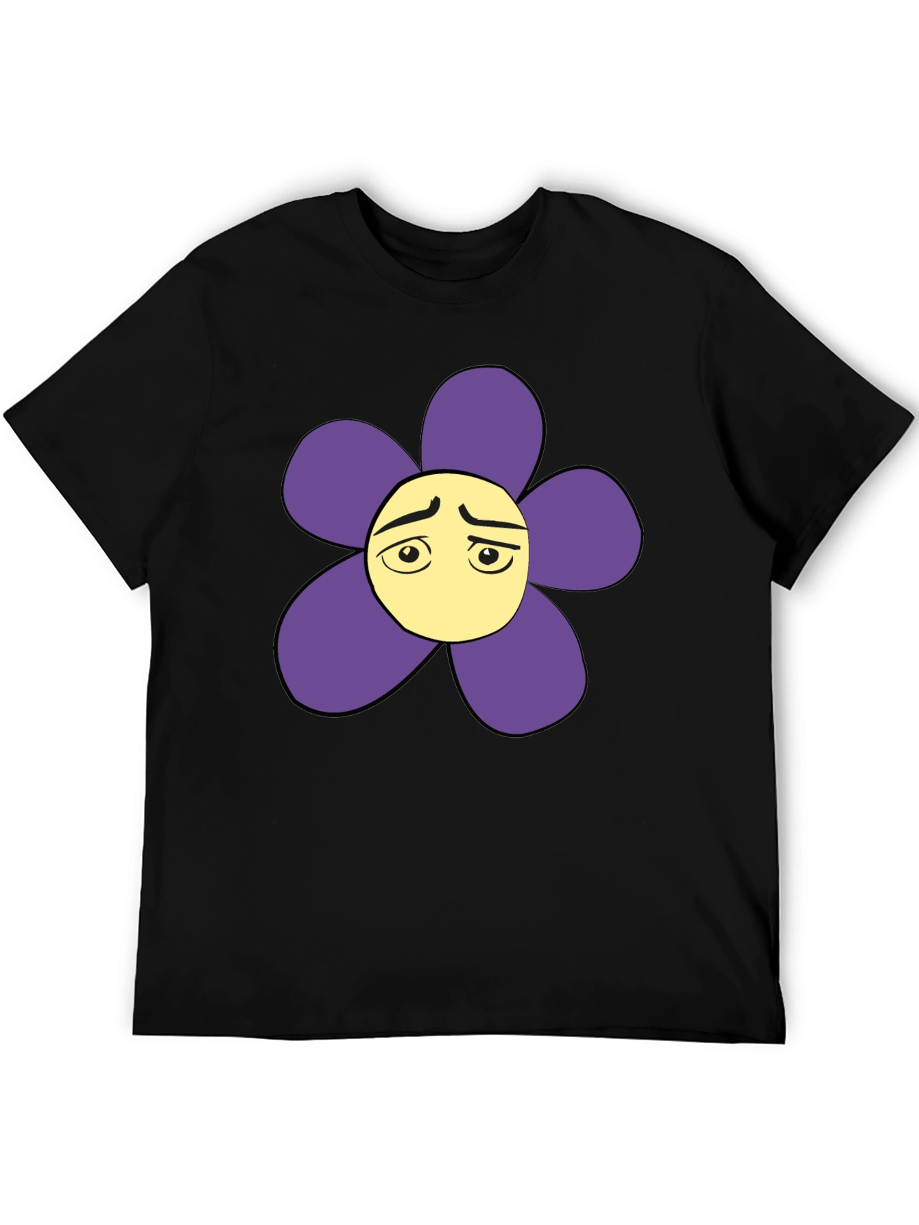 Black Sad Flower Graphic Black T-Shirt - Unisex Casual Tee view 5