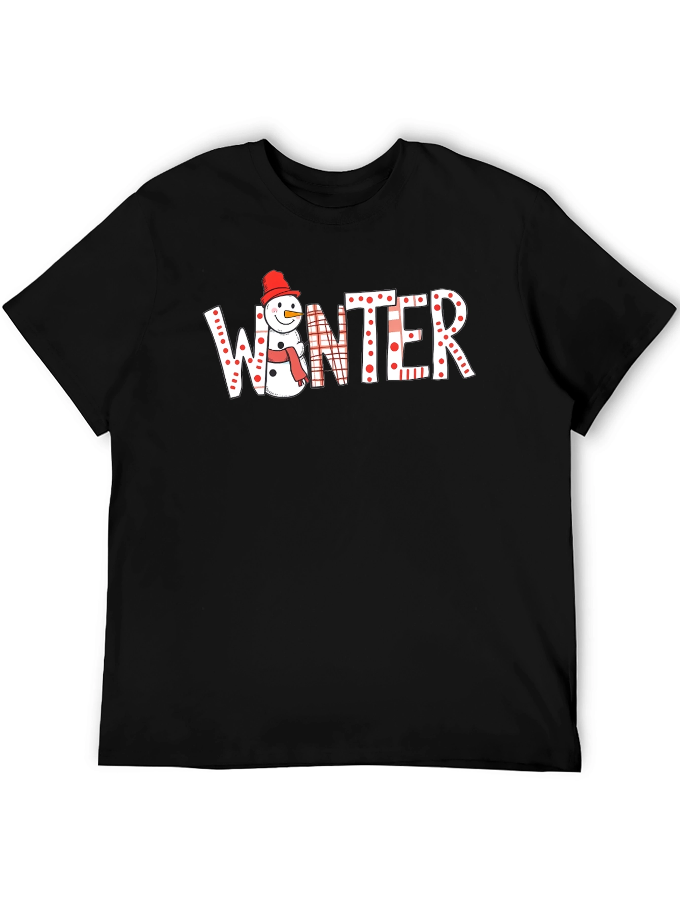 Black Winter Snowman T-Shirt view 5