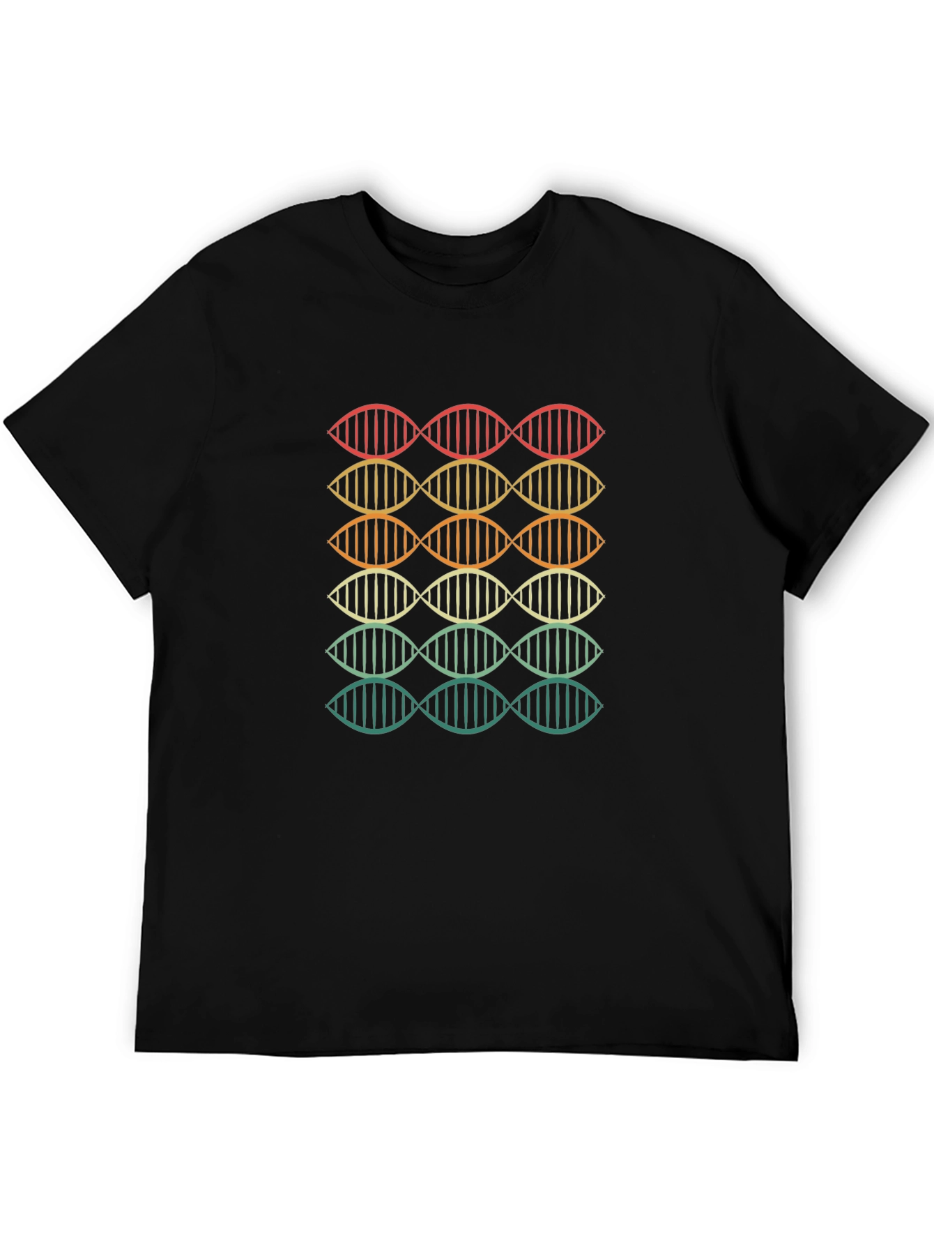 Black Retro DNA Strand Graphic T-Shirt view 5