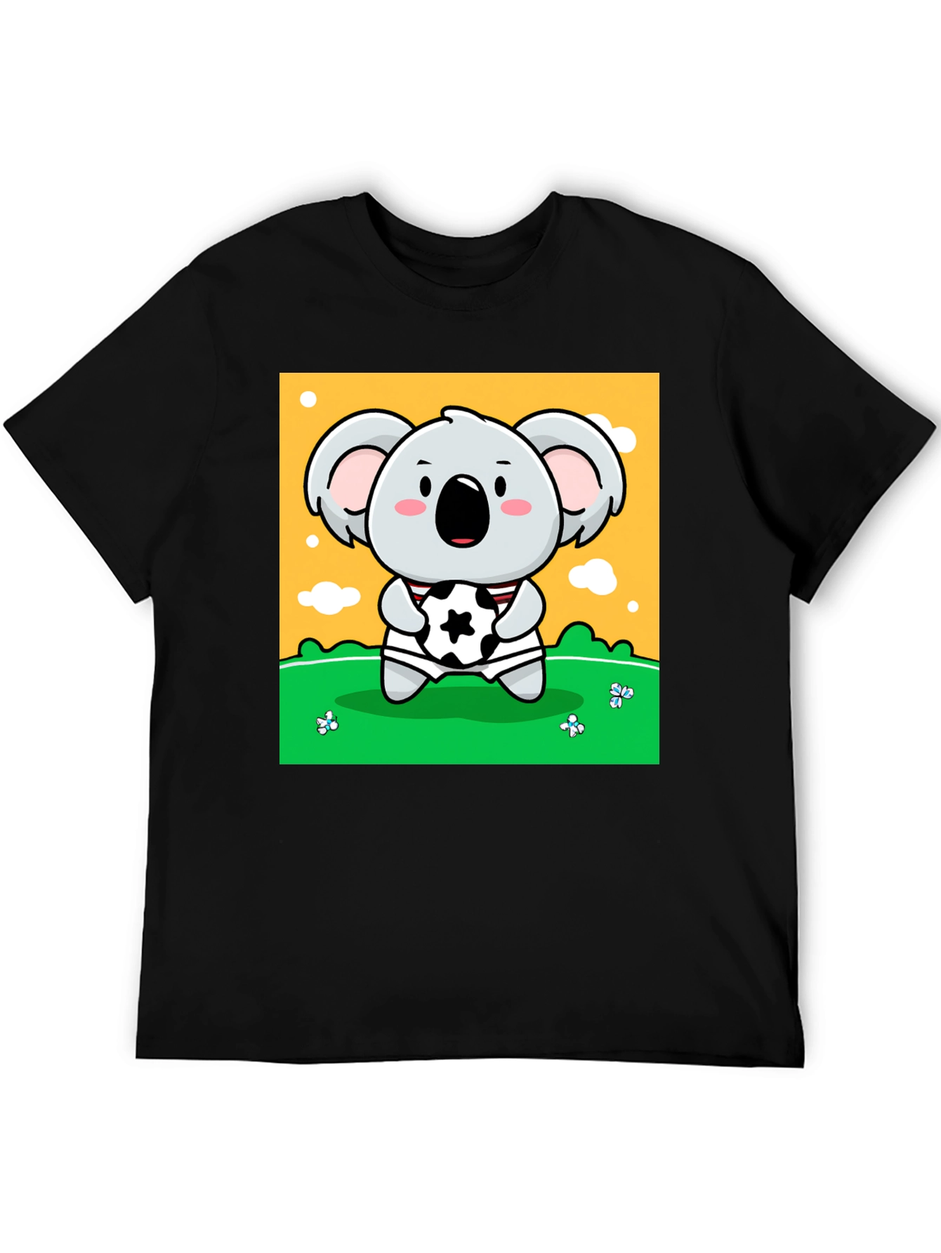 Black Cute Koala Soccer Fan Graphic Tee view 5