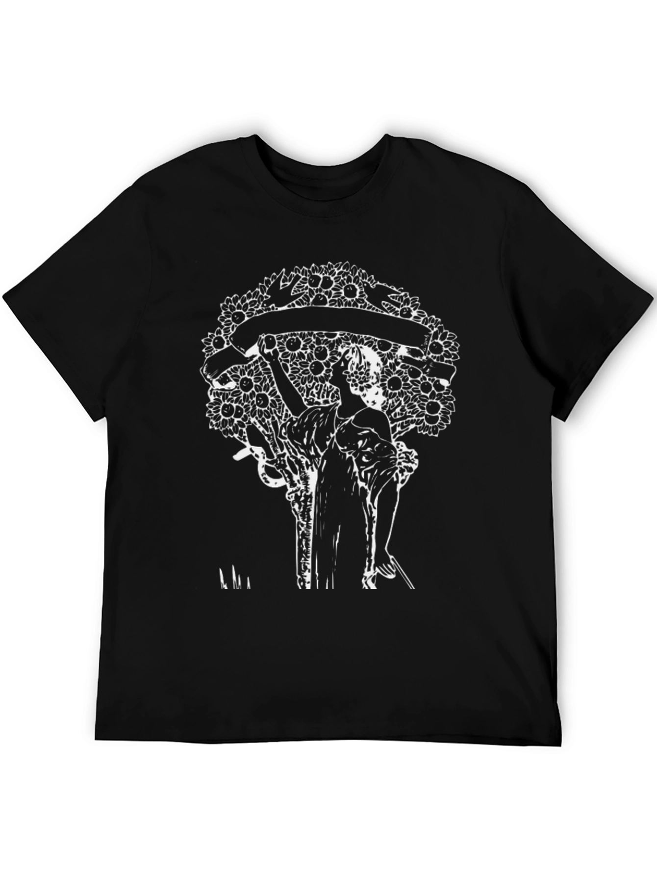 Black Nature Inspired Graphic T-Shirt view 5