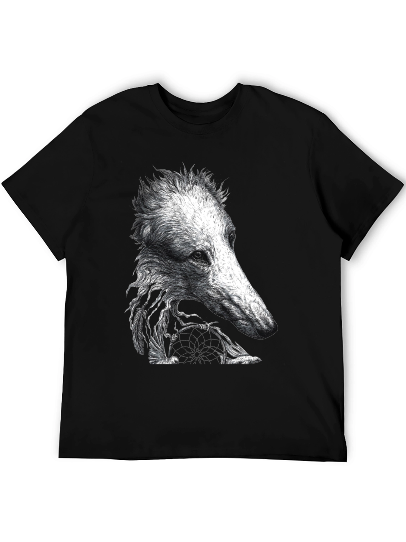Black Unique Dog Design Black T-Shirt view 5