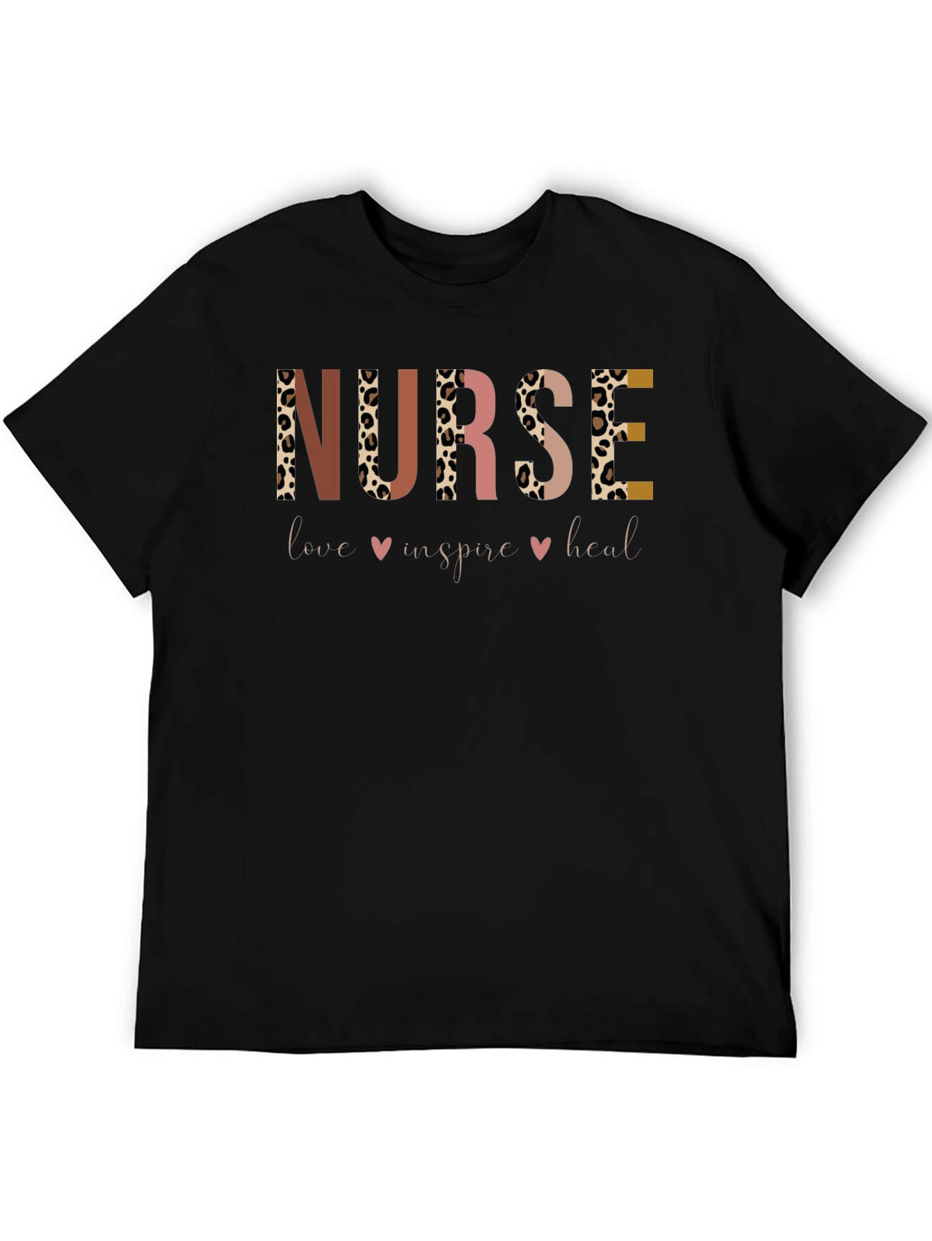 Black Nurse Love Inspire Heal Graphic Tee view 5