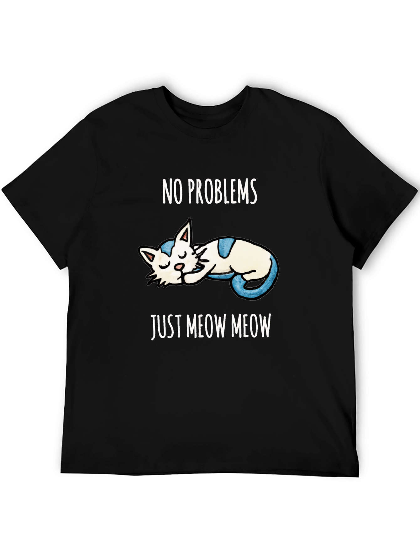 Black No Problems Just Meow Meow T-Shirt view 5