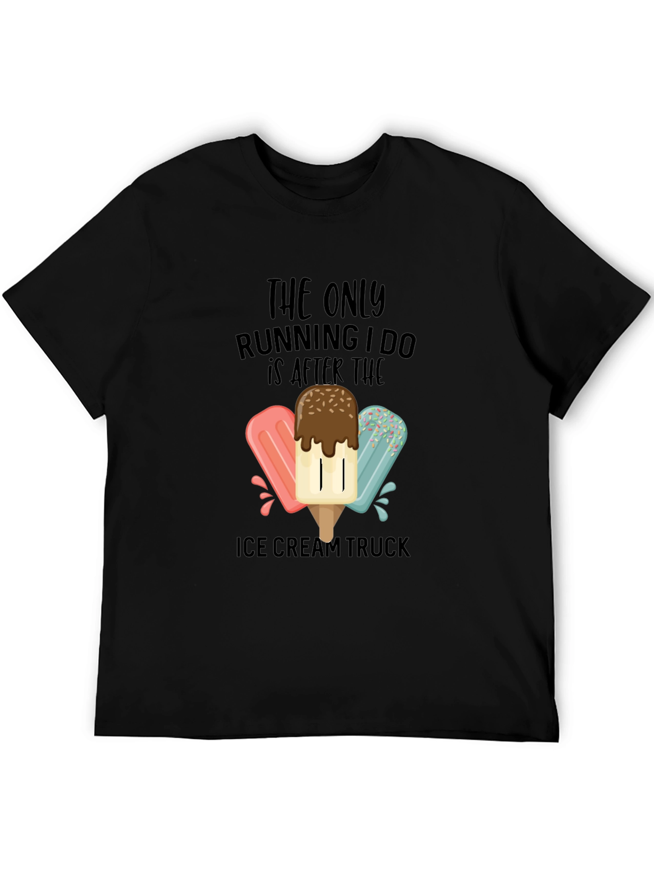 Black Ice Cream Truck Running T-Shirt view 5