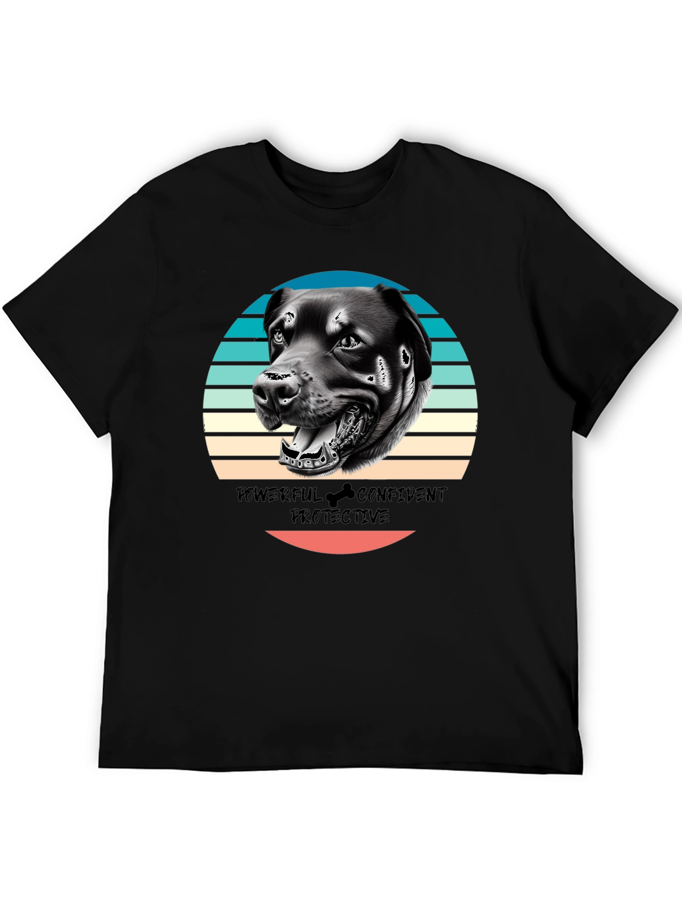 Black Dog Graphic Tee - Powerful Confident Protective Rottweiler T-Shirt view 5
