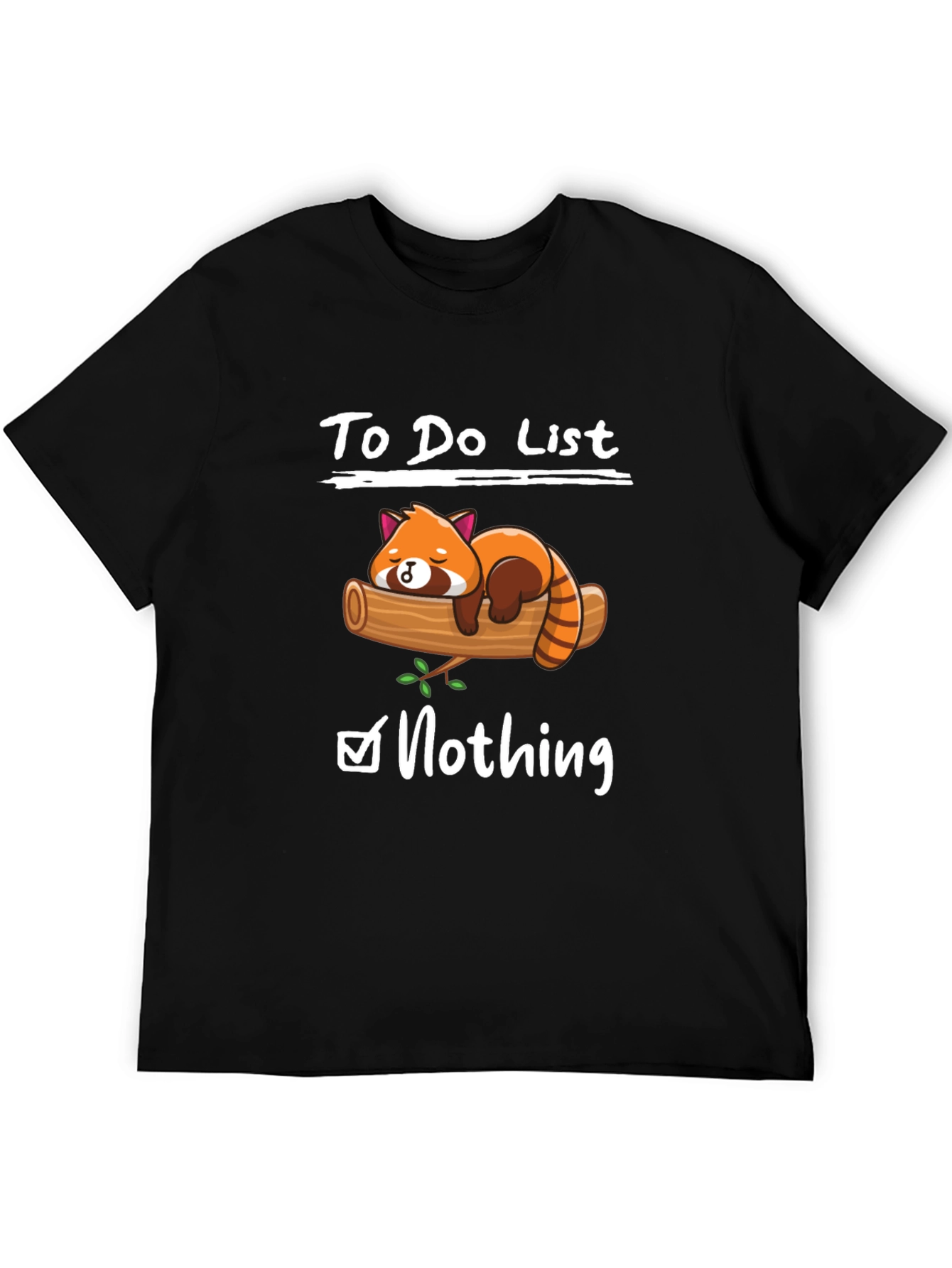 Black Lazy Red Panda To-Do List Graphic T-Shirt view 5