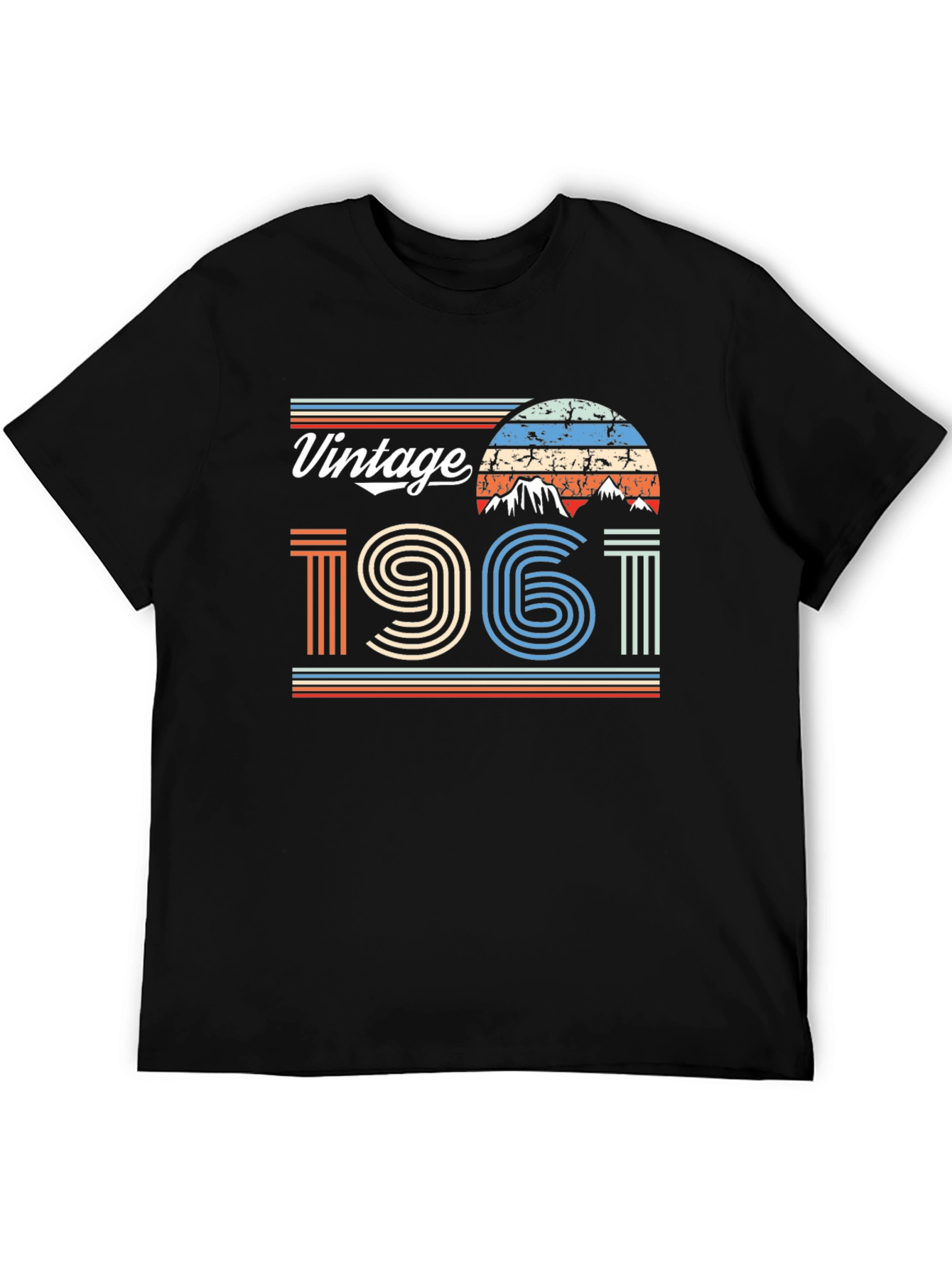 Black Vintage 1961 Graphic Tee - Retro Style T-Shirt view 5