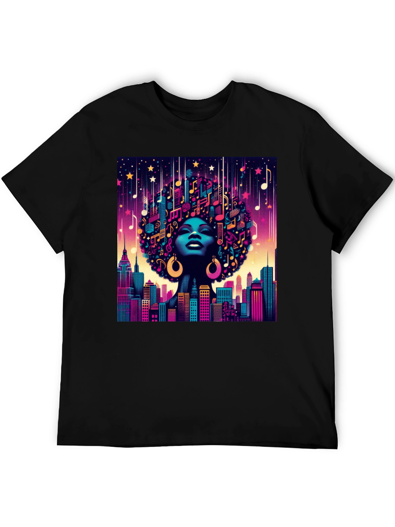 Black Musical Cityscape Graphic Tee - Afro Art view 5