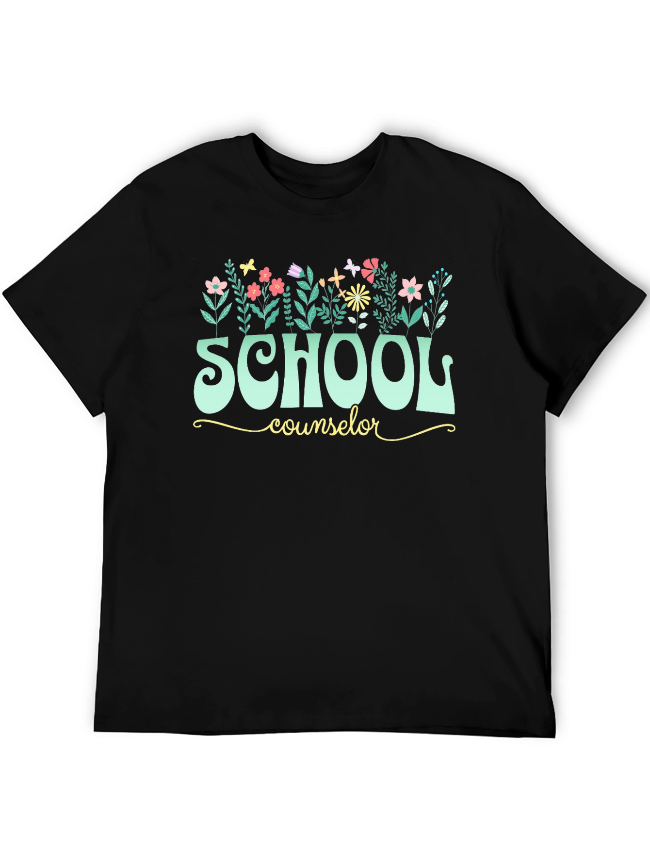 Black School Counselor Floral T-Shirt view 5
