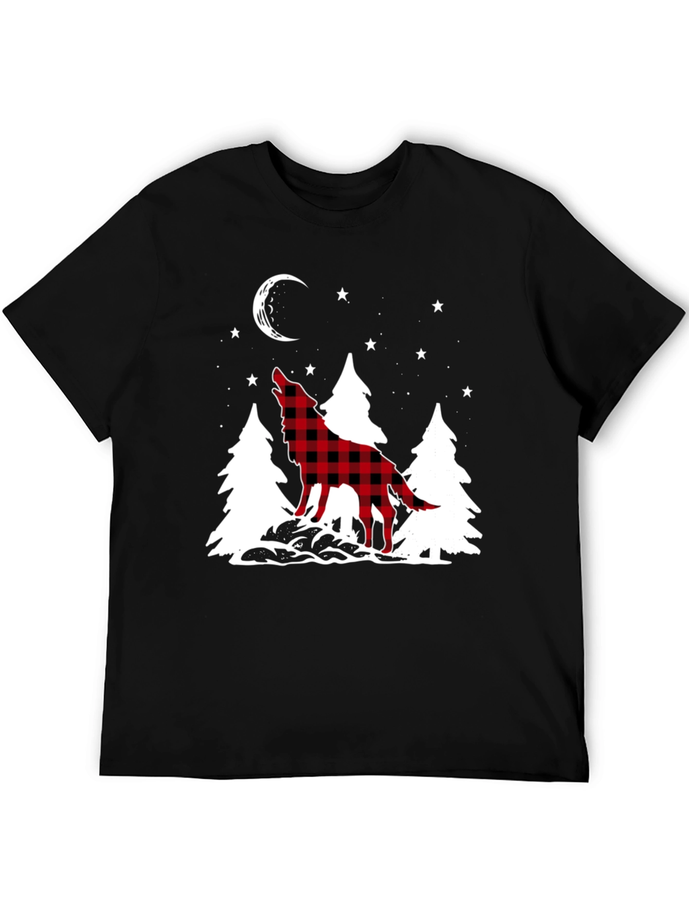 Black Buffalo Plaid Wolf Graphic Tee view 5