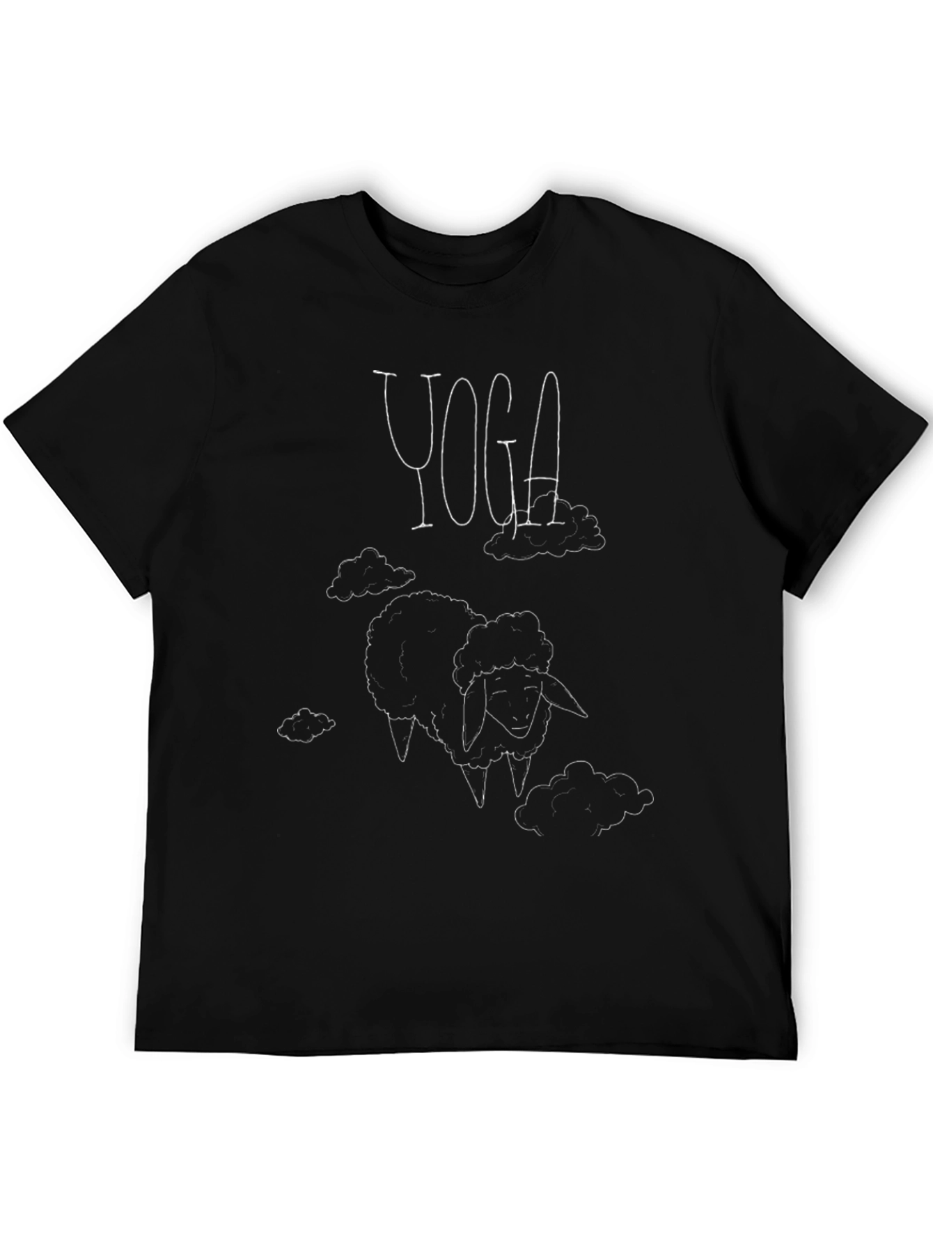 Black Yoga Sheep T-Shirt - Funny Cartoon Black Tee view 5