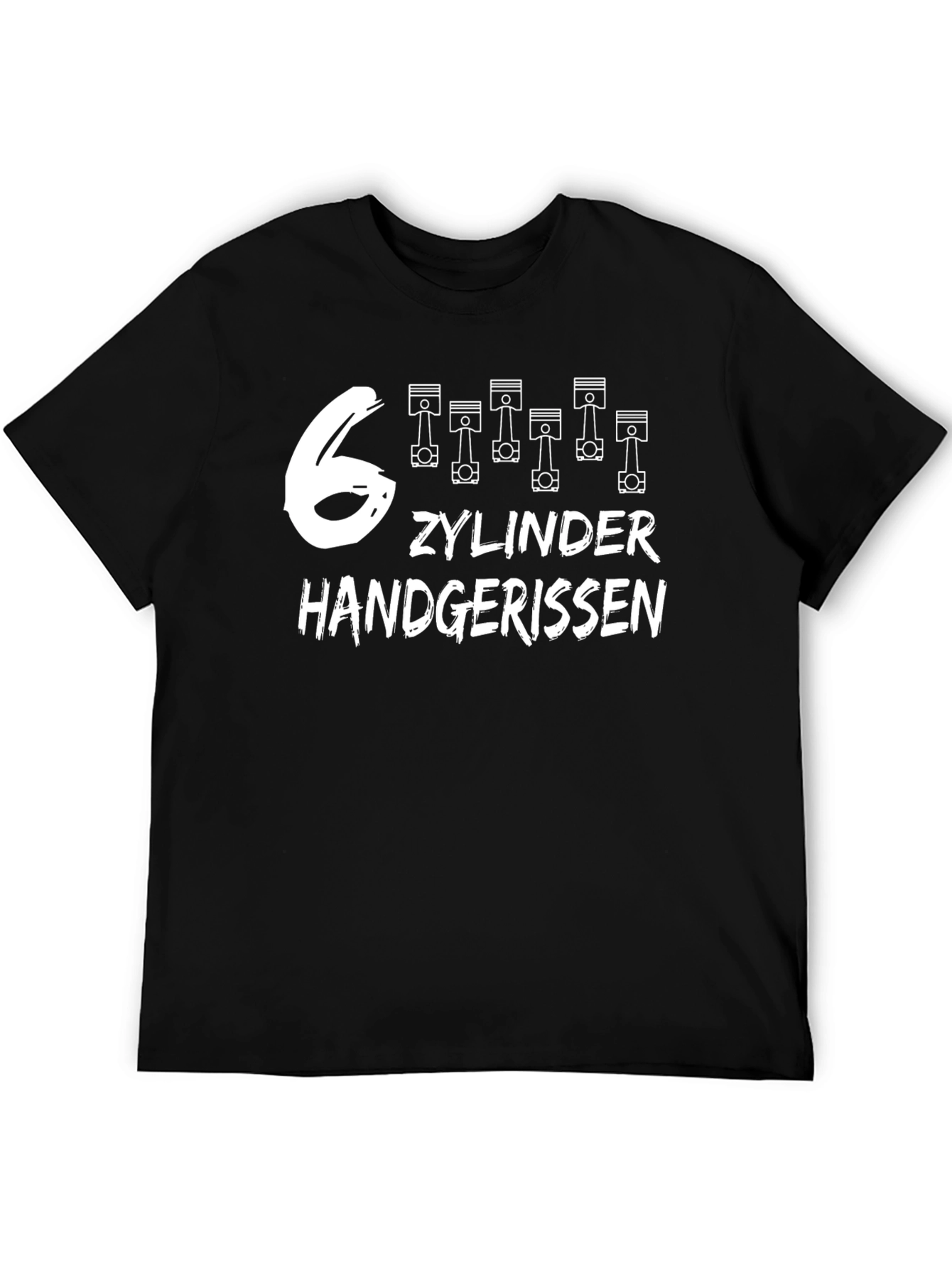 Black 6 Cylinder Handgerissen Black T-Shirt view 5