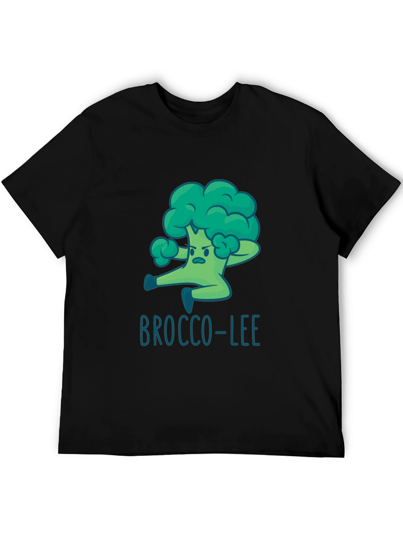 Black Brocco-Lee T-Shirt - Funny Cartoon Broccoli Martial Arts Tee view 5
