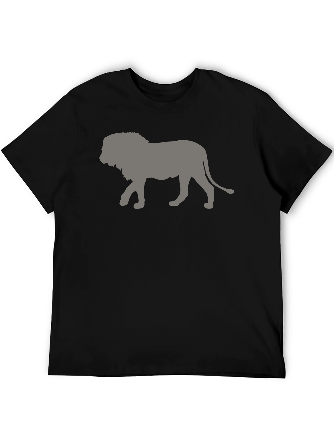 Black Lion Silhouette Men's Black T-Shirt view 5