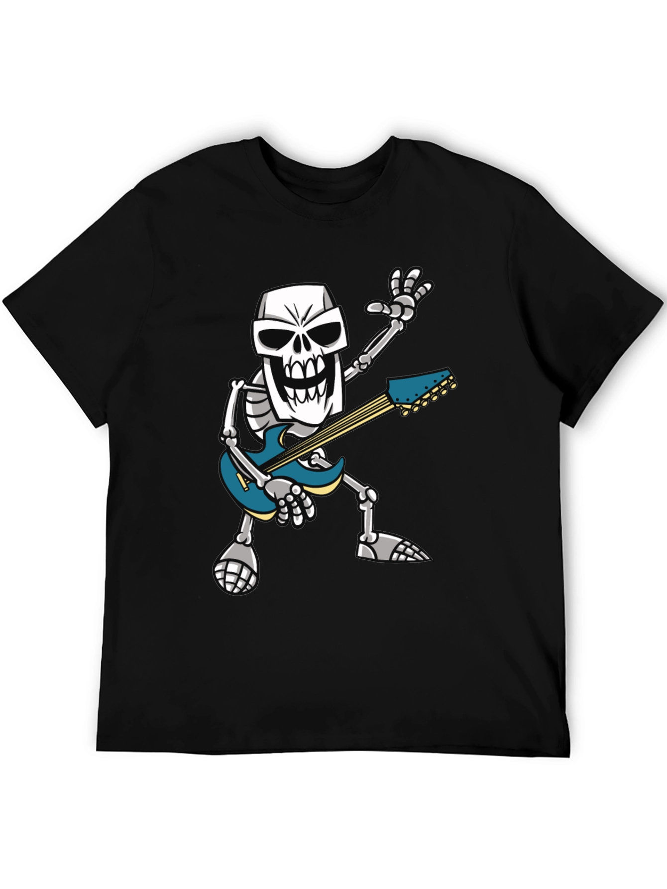 Black Skeleton Guitarist Graphic T-Shirt - Rock Out in Style! view 5