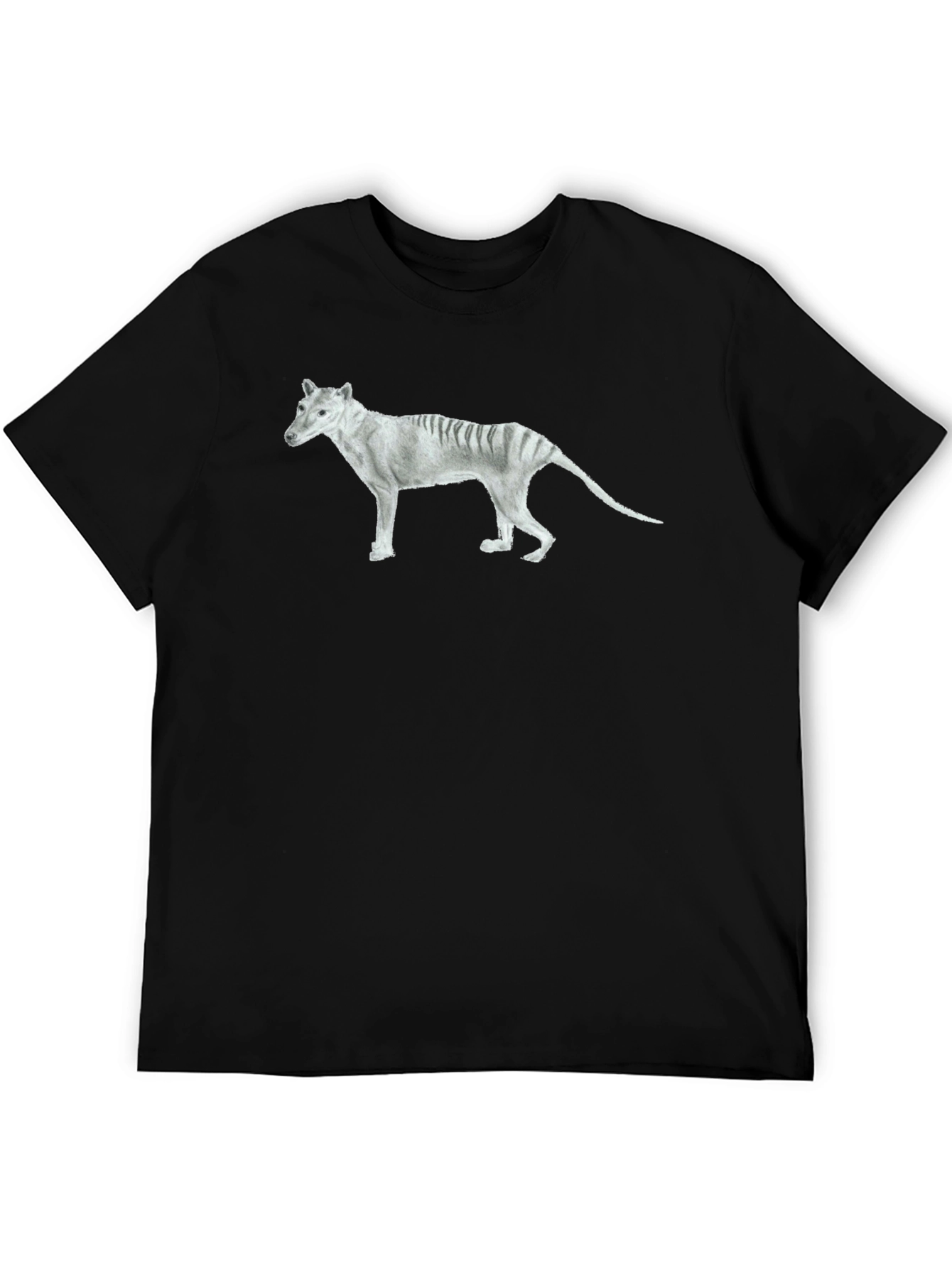 Black Tasmanian Tiger Graphic Tee - Extinct Animal T-Shirt view 5