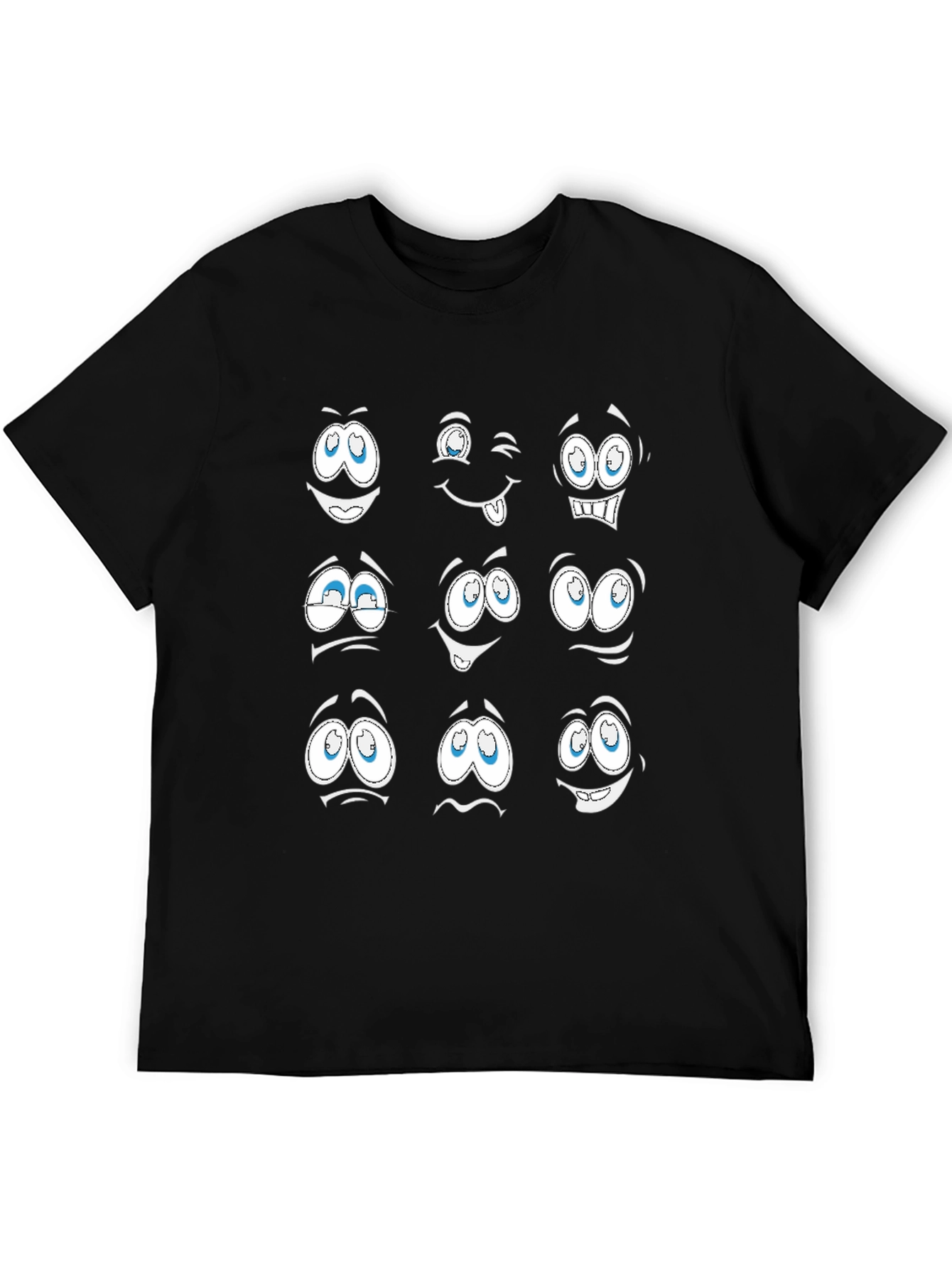 Black Expressive Cartoon Face T-Shirt view 5