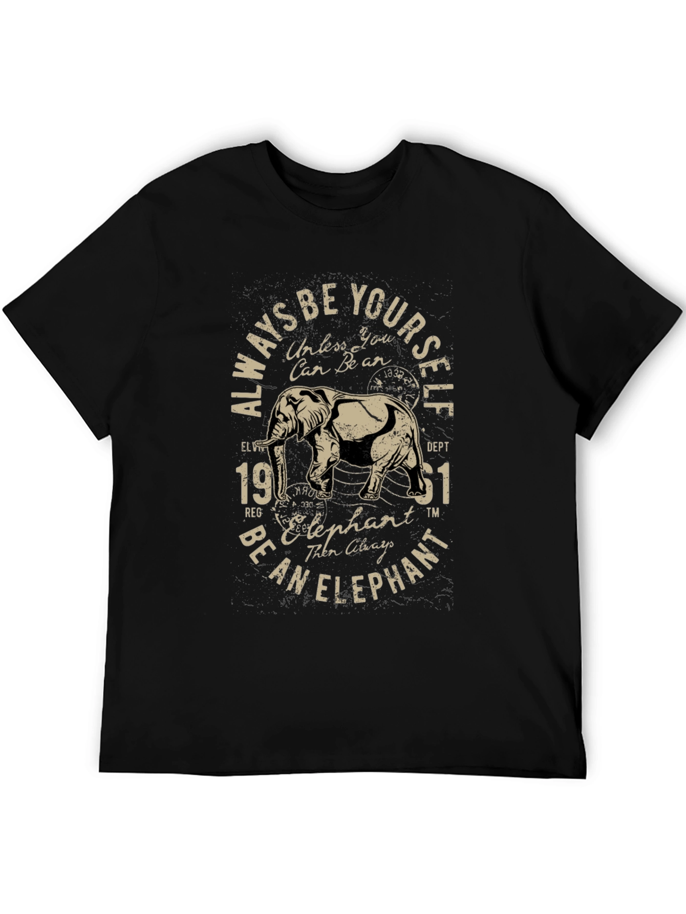 Black Always Be Yourself Elephant Graphic Tee view 5