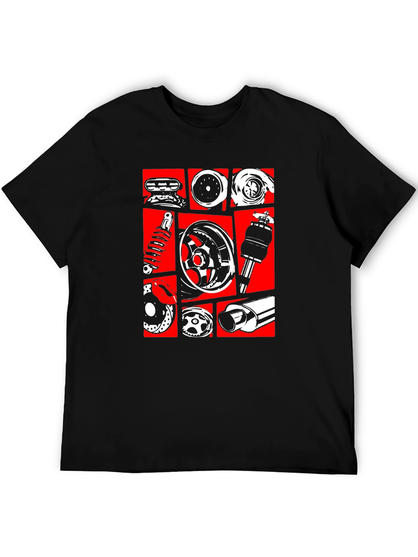 Black Car Parts Graphic Tee - Black view 5