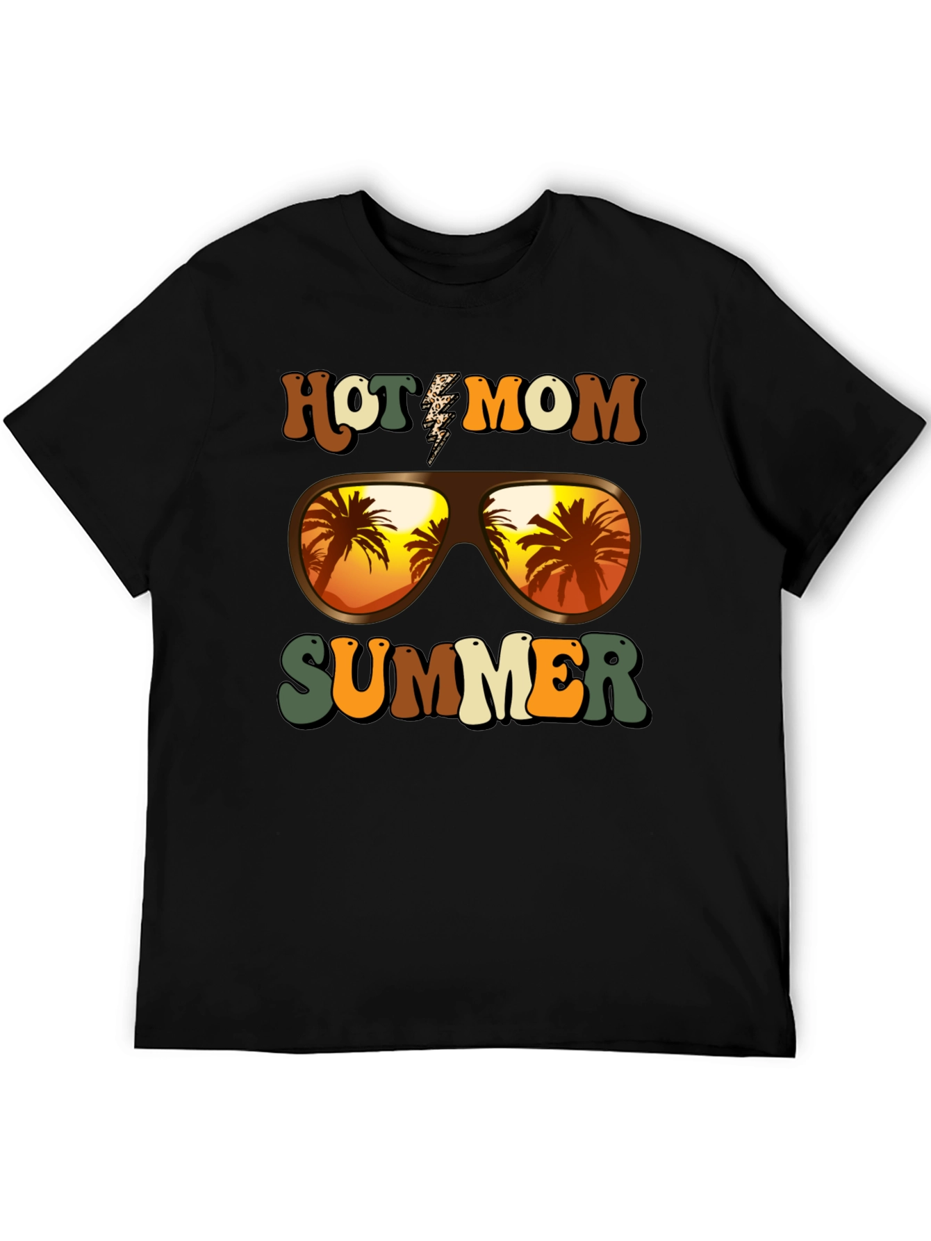 Black Hot Mom Summer T-Shirt - Tropical Vibes view 5