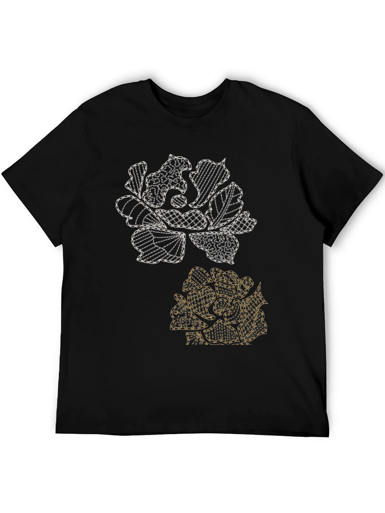 Black Floral Graphic Tee - Embroidered Rose Design view 5