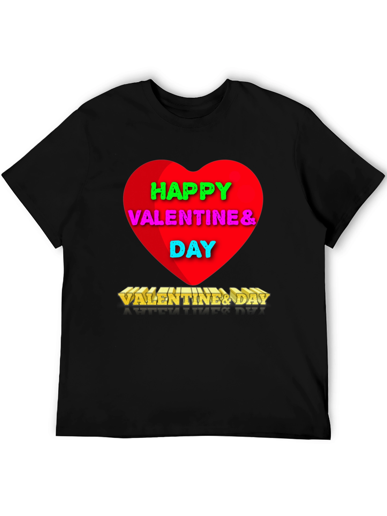 Black Happy Valentine's Day Graphic T-Shirt view 5