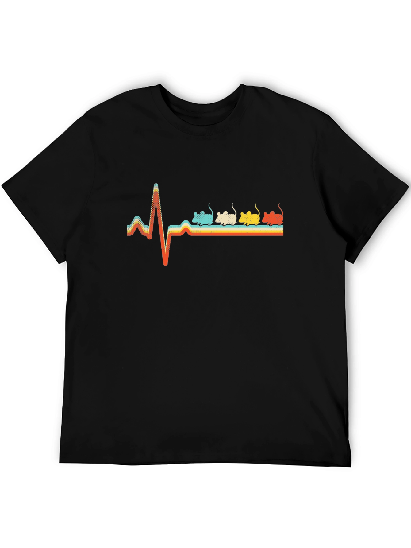Black Retro Mouse Heartbeat T-Shirt view 5