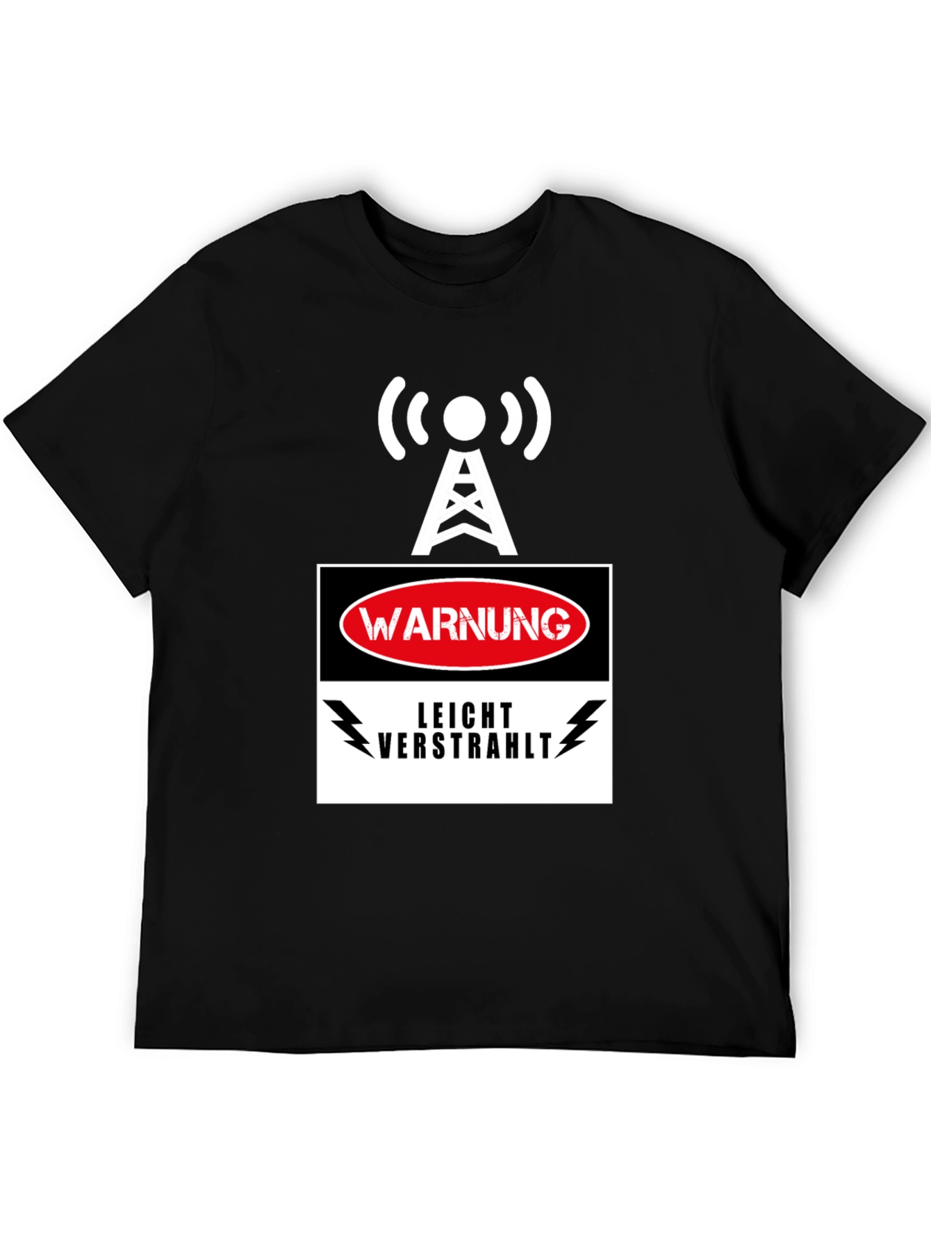 Black Warning Slightly Irradiated Men's Black T-Shirt view 5