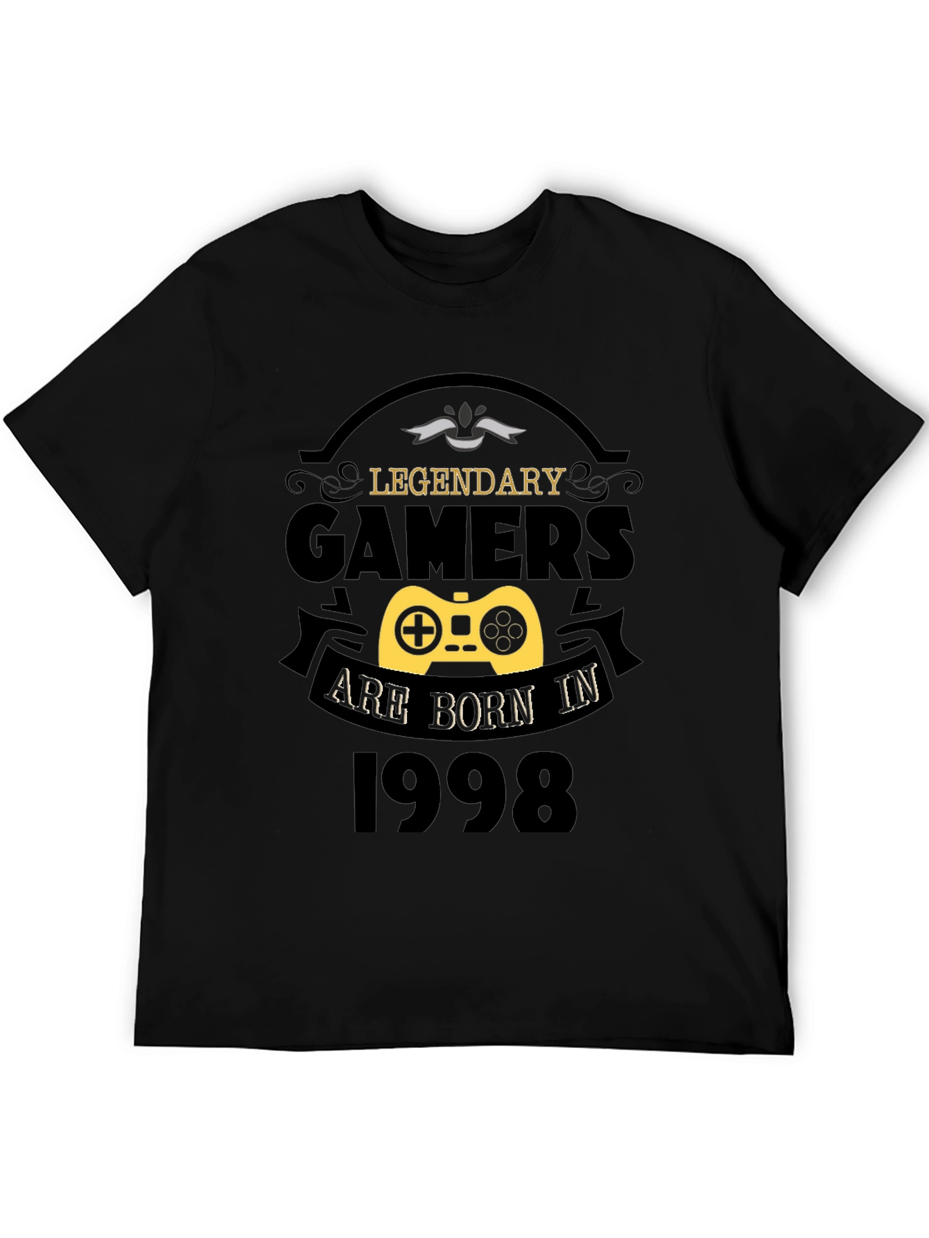 Black Legendary Gamers Born in 1998 Black T-Shirt view 5