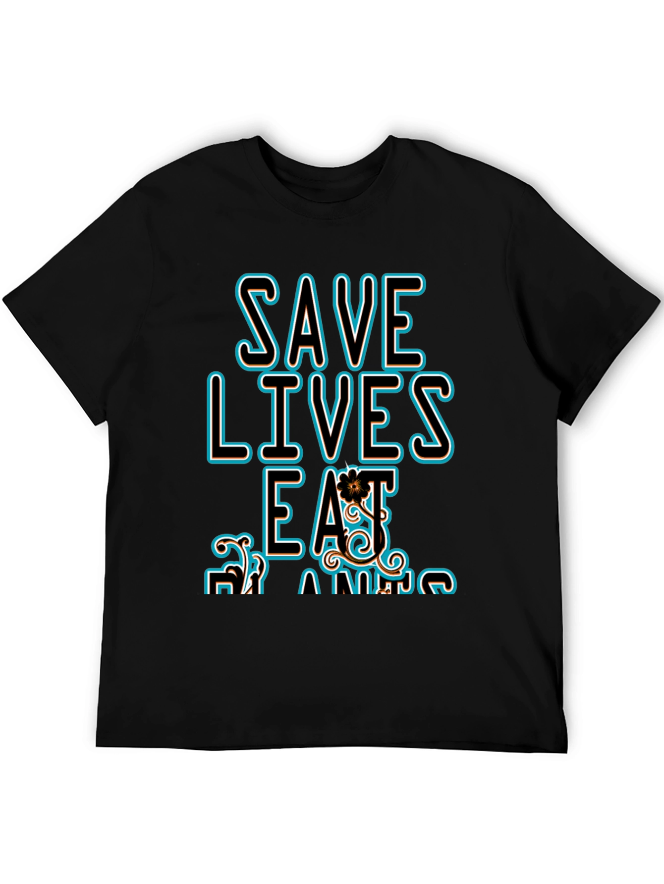 Black Save Lives Eat Plants Graphic Tee - Black view 5