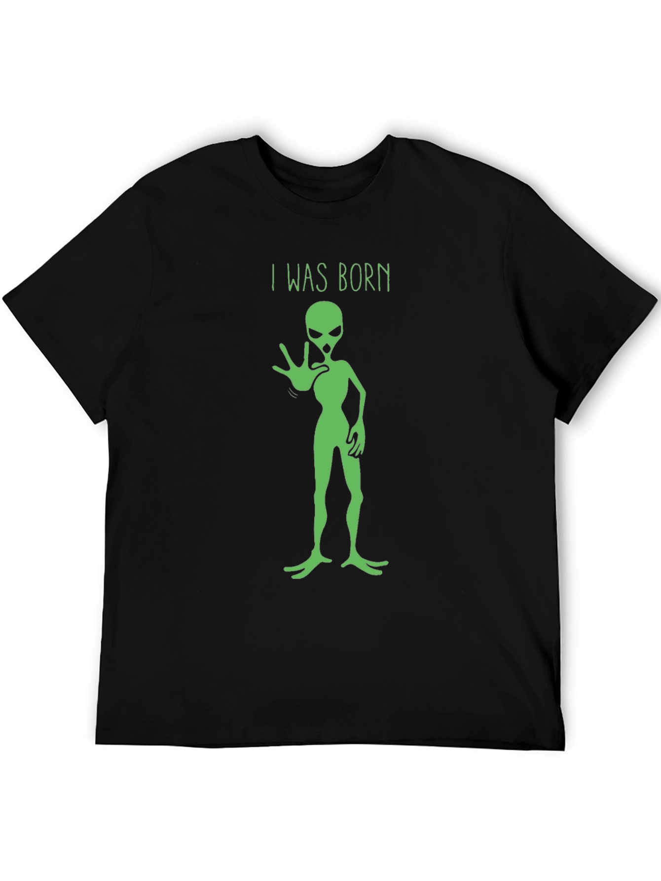 Black I Was Born Alien Graphic Tee - Black view 5
